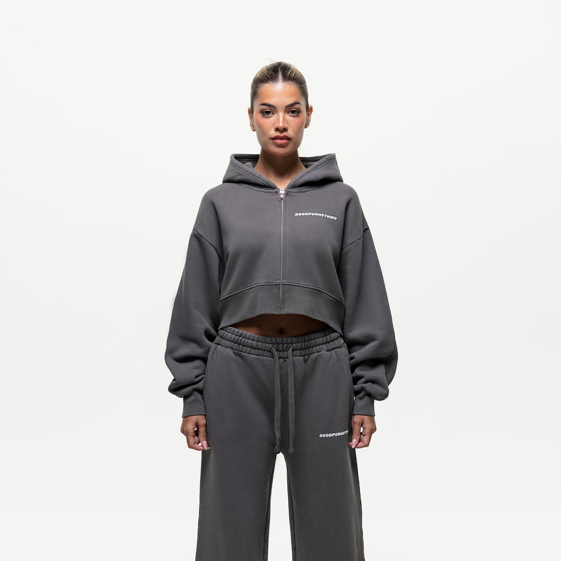 Vintage Washed Grey Zip Hoodie - Main Image