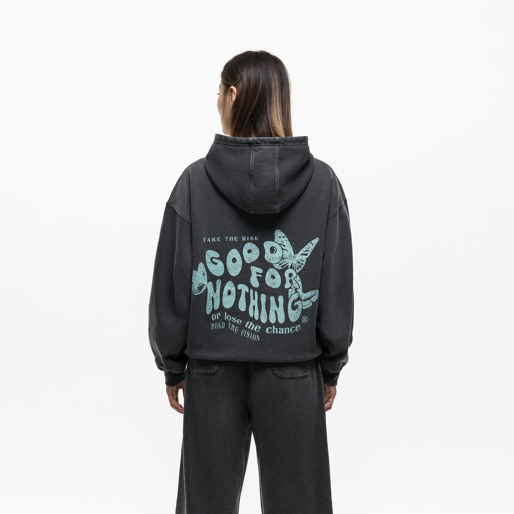 Stamp Washed Black Hoodie Final Sale