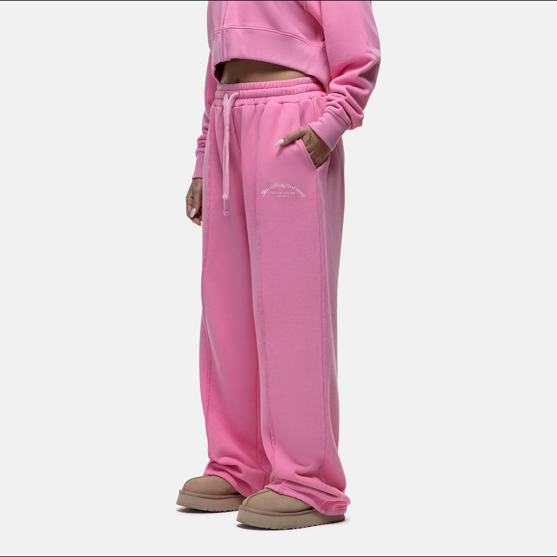Raw Seam Washed Pink Sweatpants
