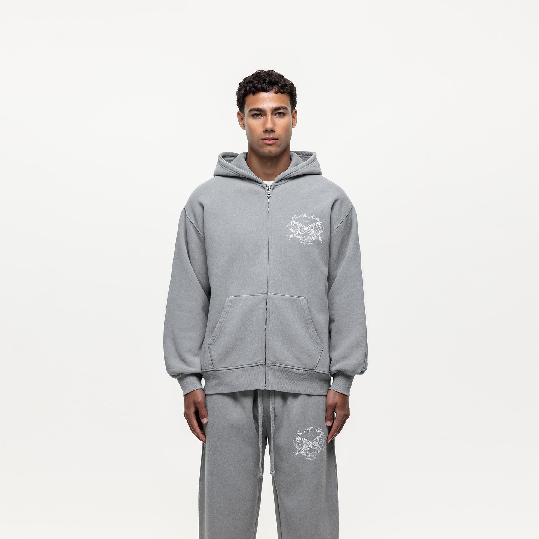 Renaissance Washed Grey Zip hoodie – GOODFORNOTHING®