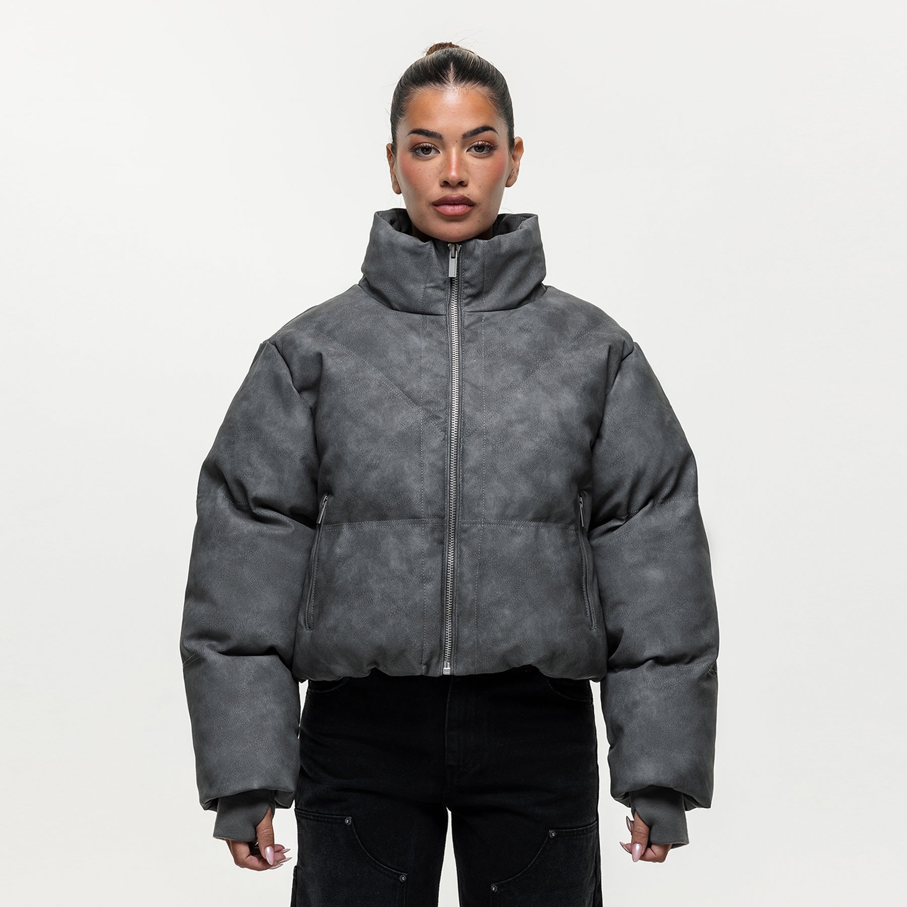 Vintage Grey Leather Puffer Coat – GOODFORNOTHING® Vintage Grey Leather Puffer Coat – GOODFORNOTHING®