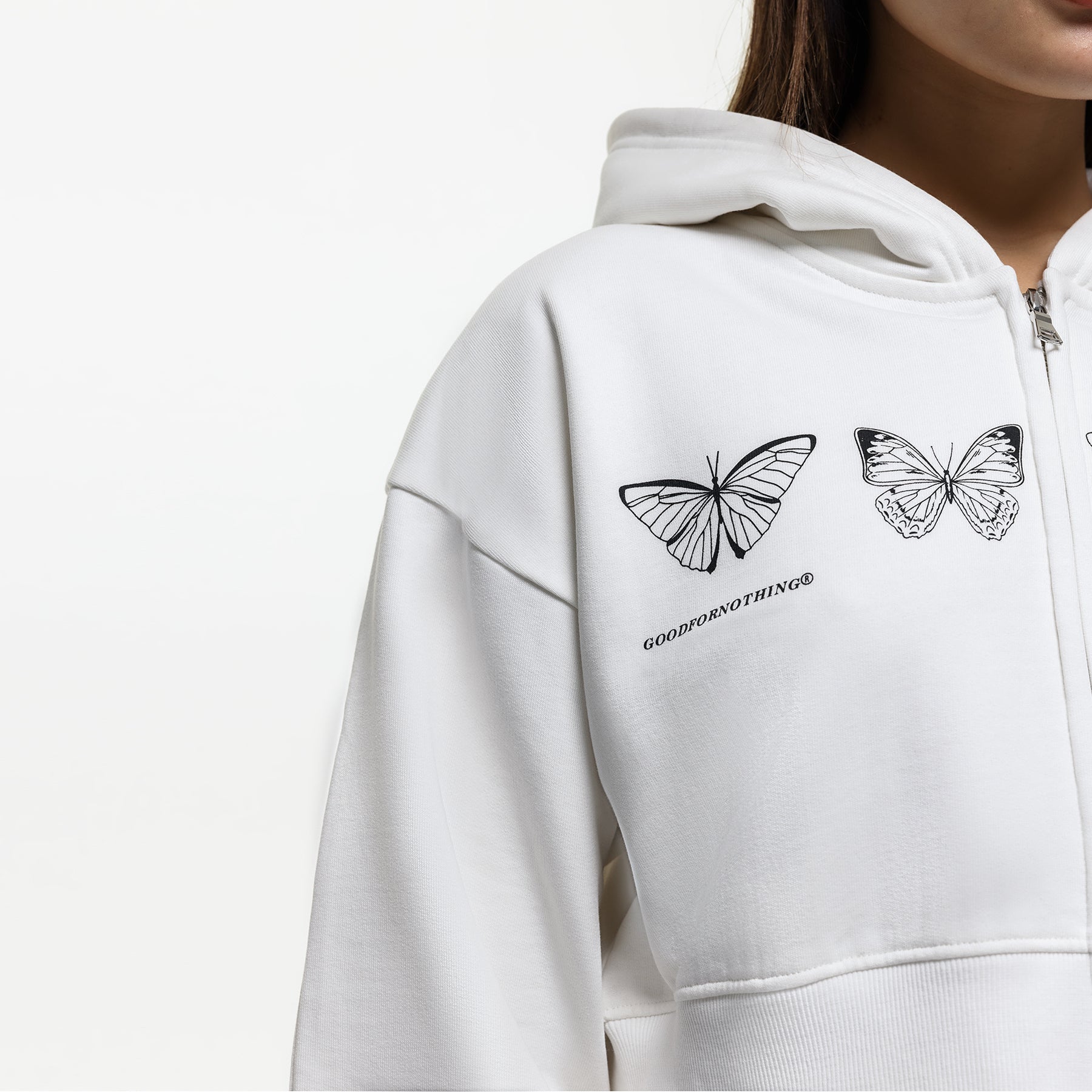 Metamorphosis White Zip Hoodie (Final Sale)