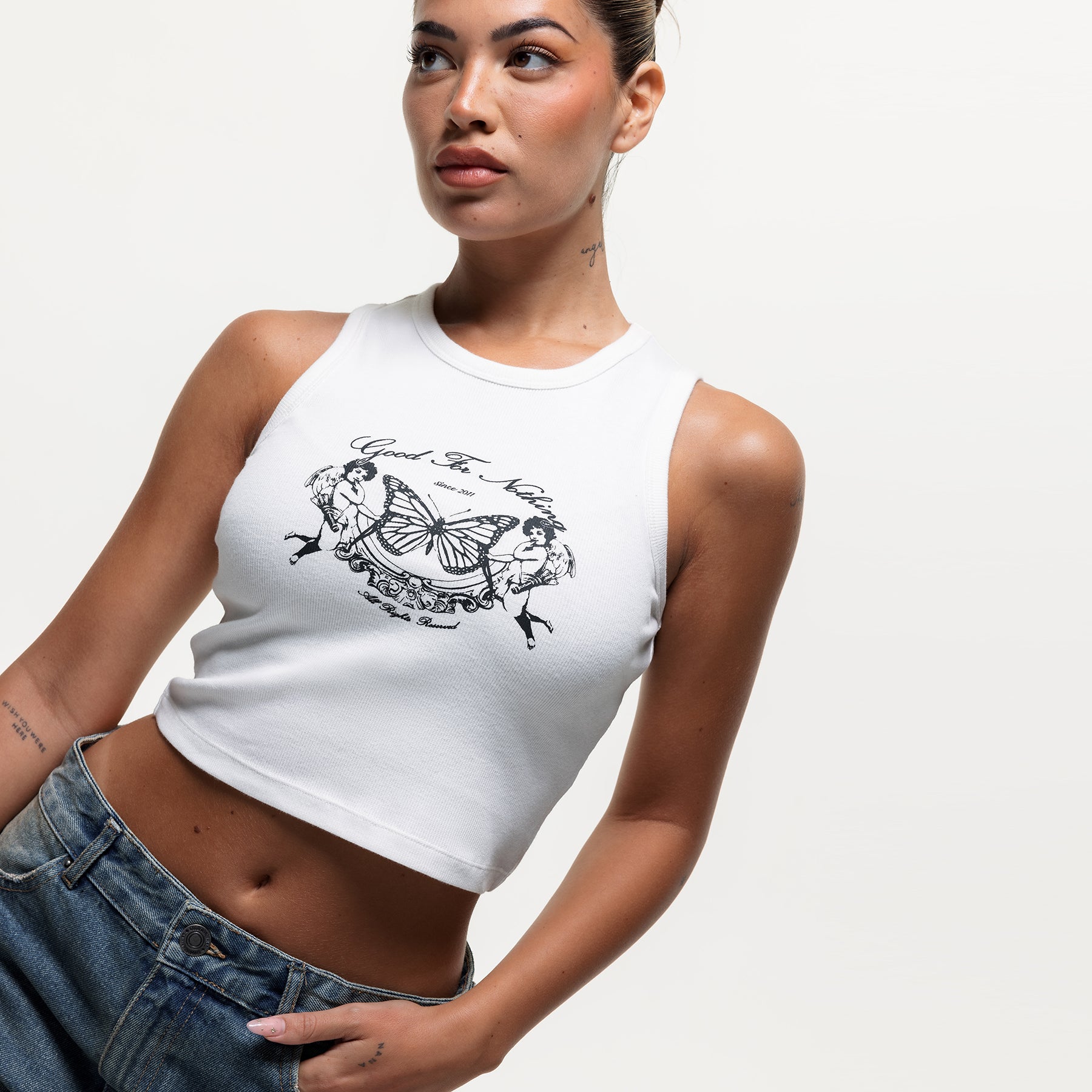Renaissance Ribbed White Tank Top (Final Sale)