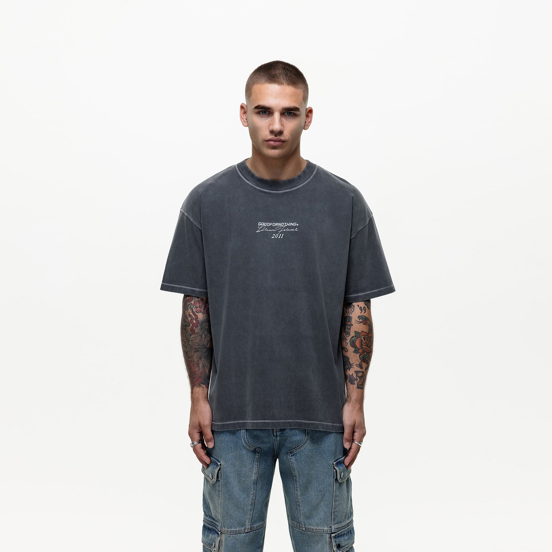 Overlock Washed Grey T-shirt (Final Sale)