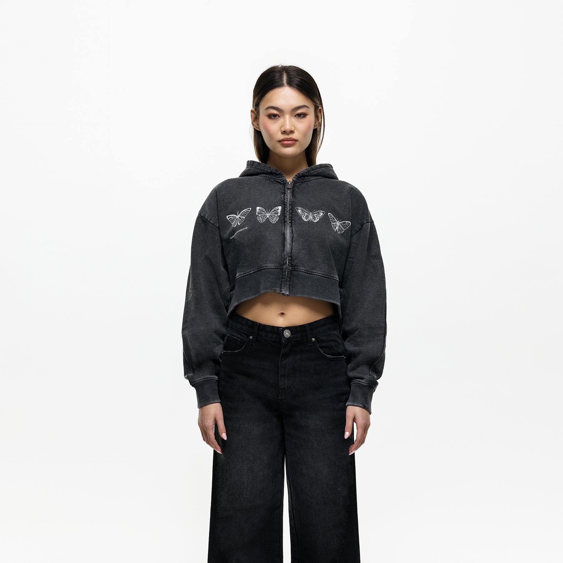 Metamorphosis Washed Black Zip Hoodie (Final Sale)