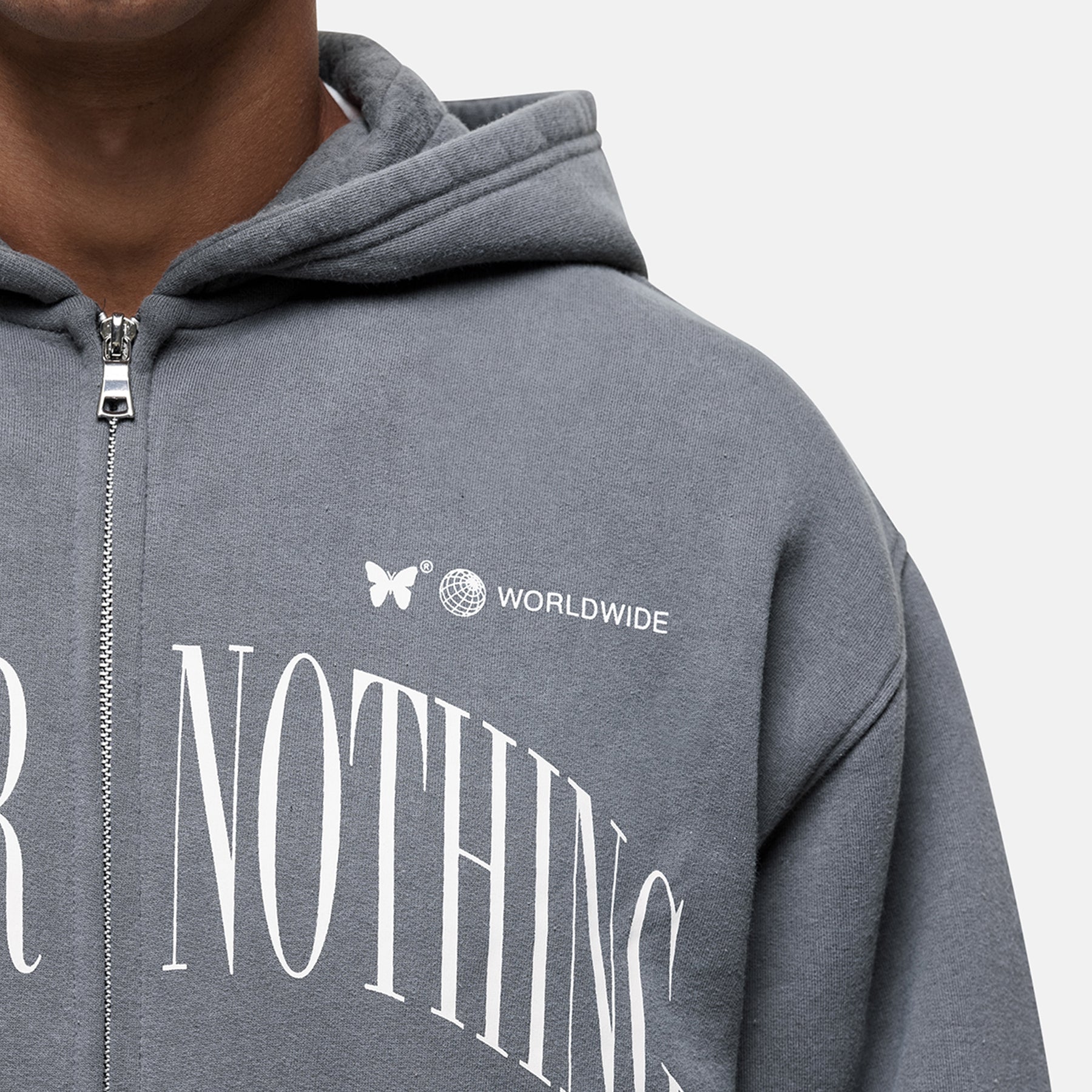Arch Washed Grey Zip Hoodie