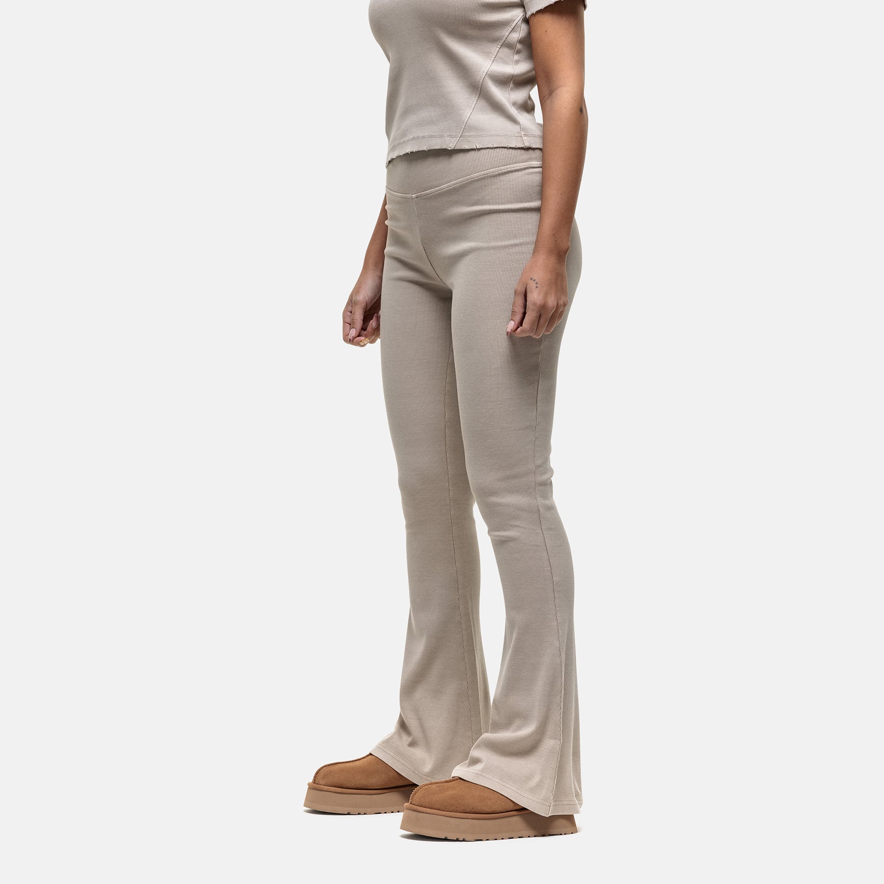 Ribbed Stone Flared Leggings