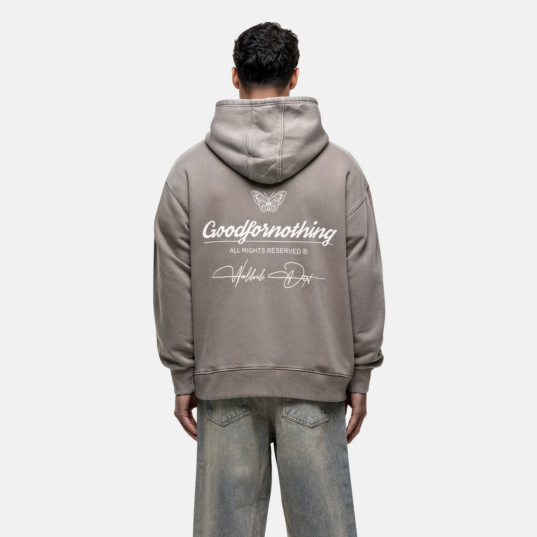 Cult Butterfly Taupe Washed Hoodie
