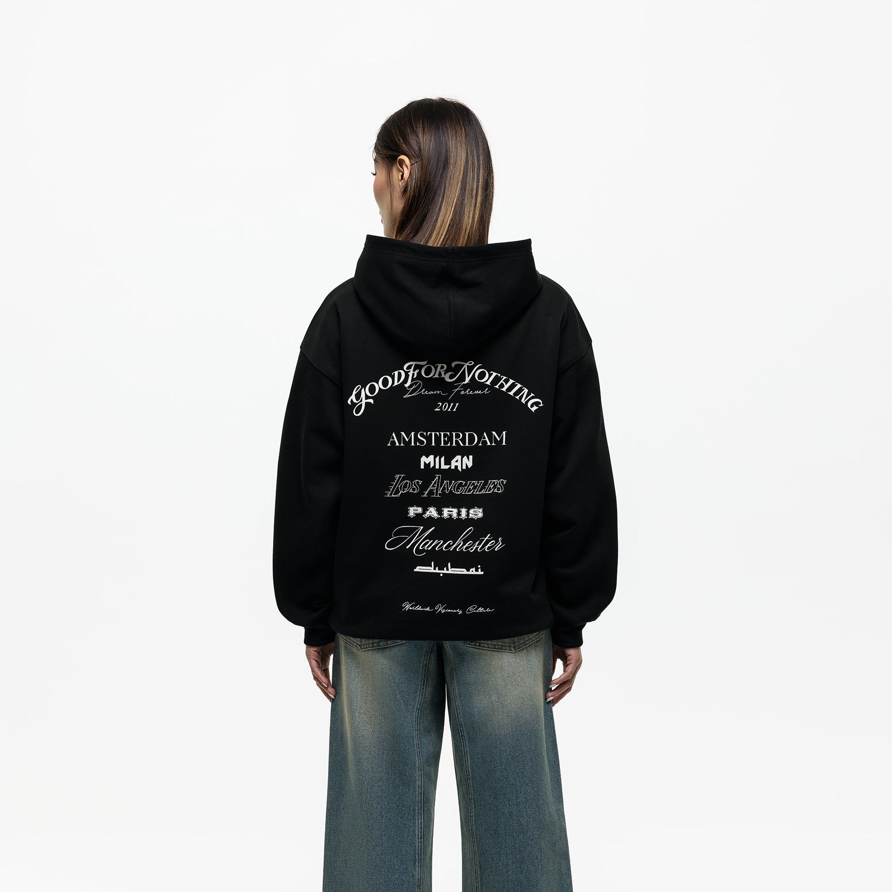 Oversized Destination Black Hoodie