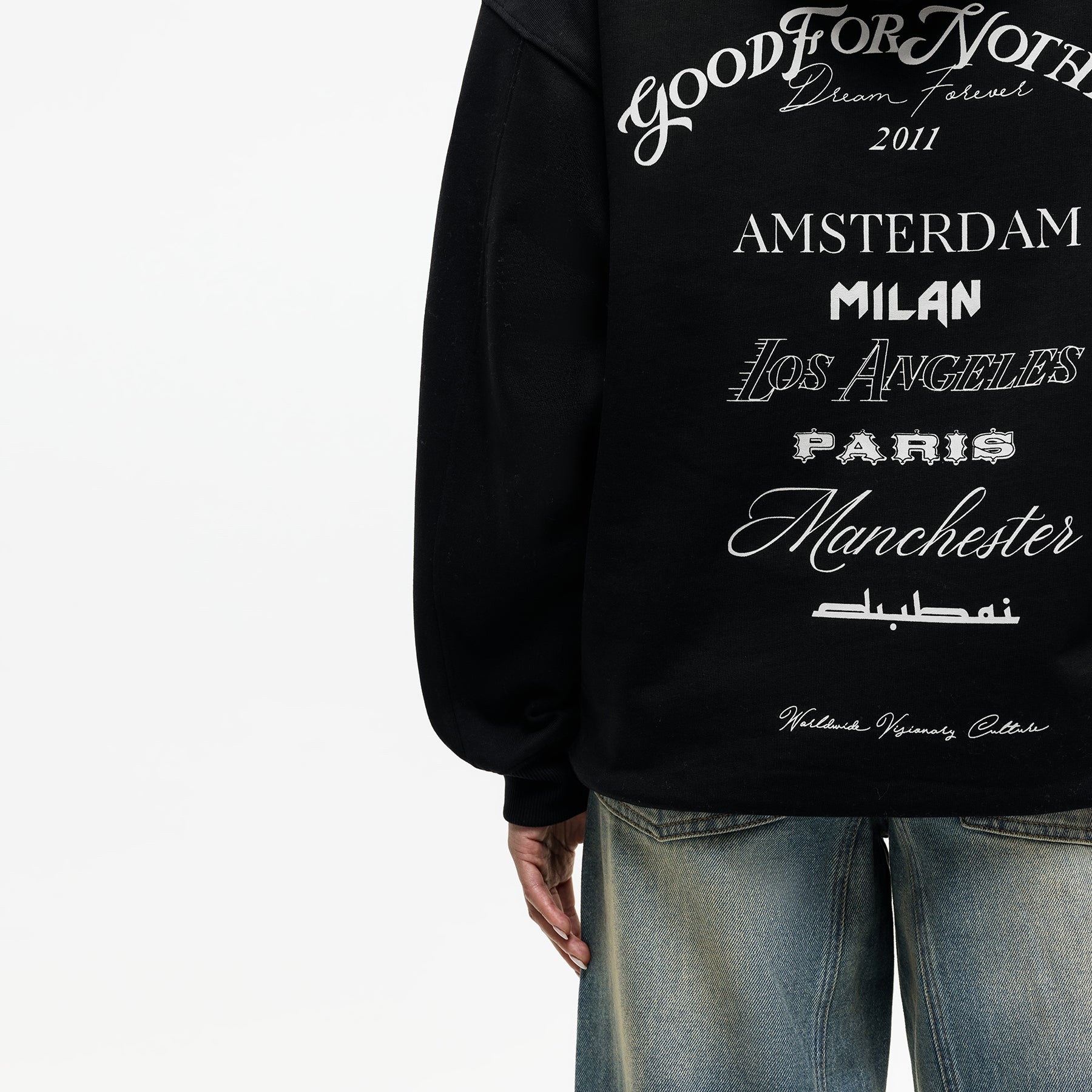 Oversized Destination Black Hoodie