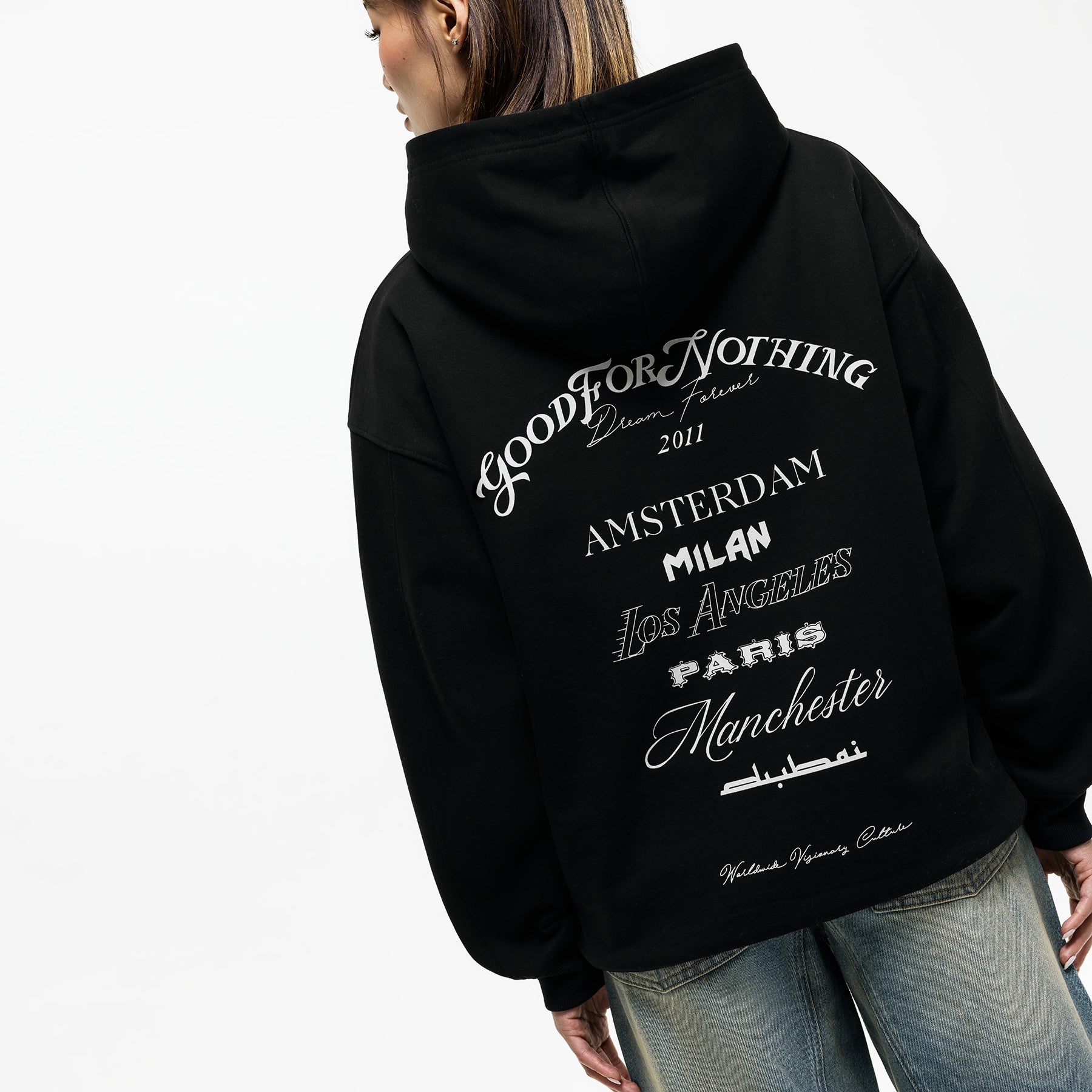 Oversized Destination Black Hoodie