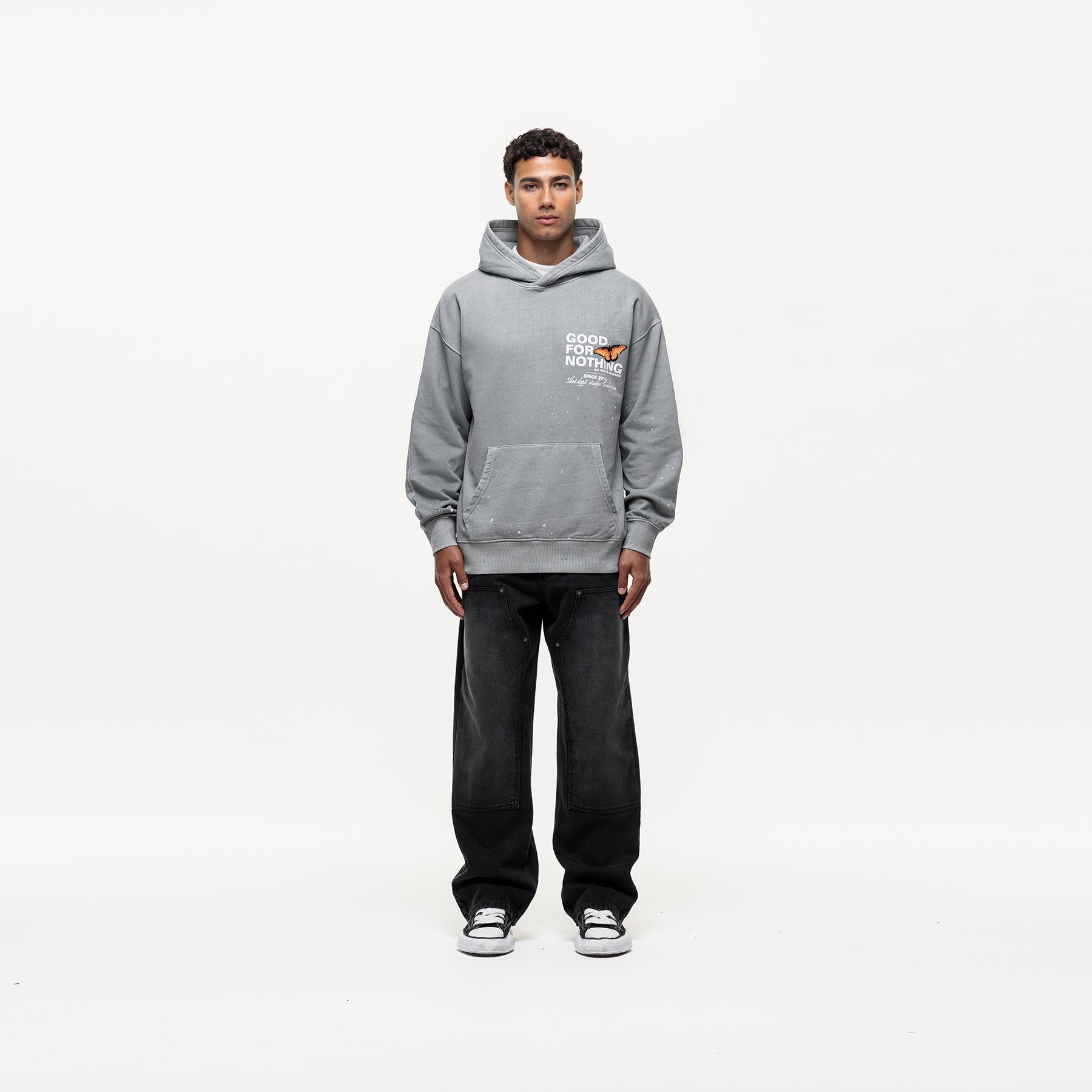 激安特価 Studio Butterfly GOODFORNOTHING® – Hoodie Grey Washed バーベキュー・調理用品