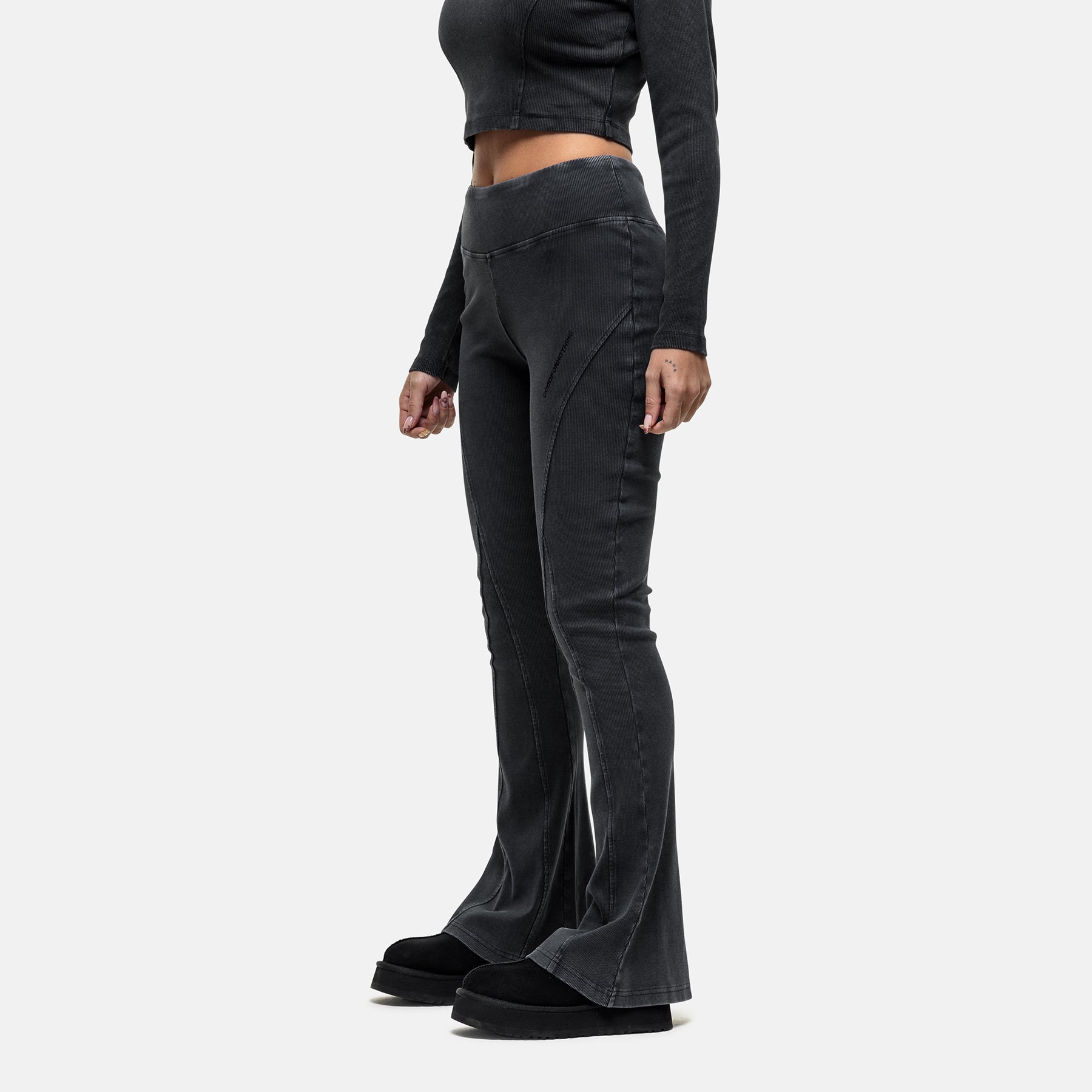 Seam Washed Black Flared Leggings