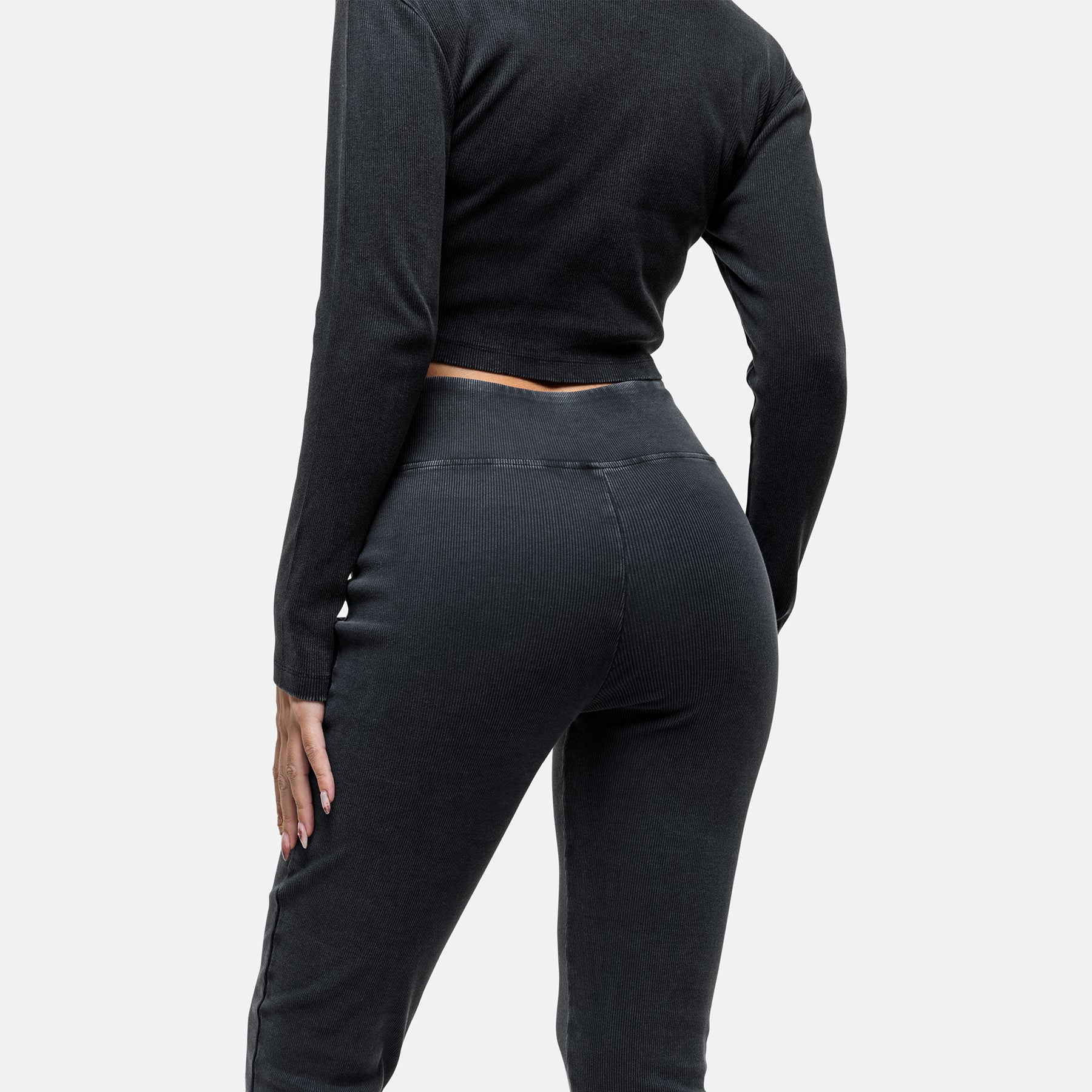 Seam Washed Black Flared Leggings
