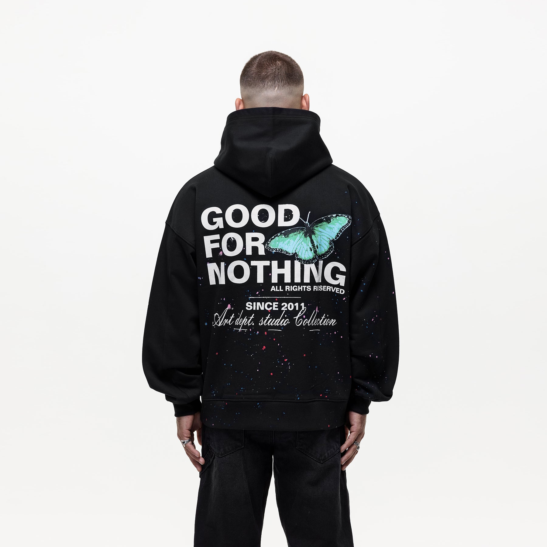 Oversized Studio Butterfly Black Hoodie (Final Sale)