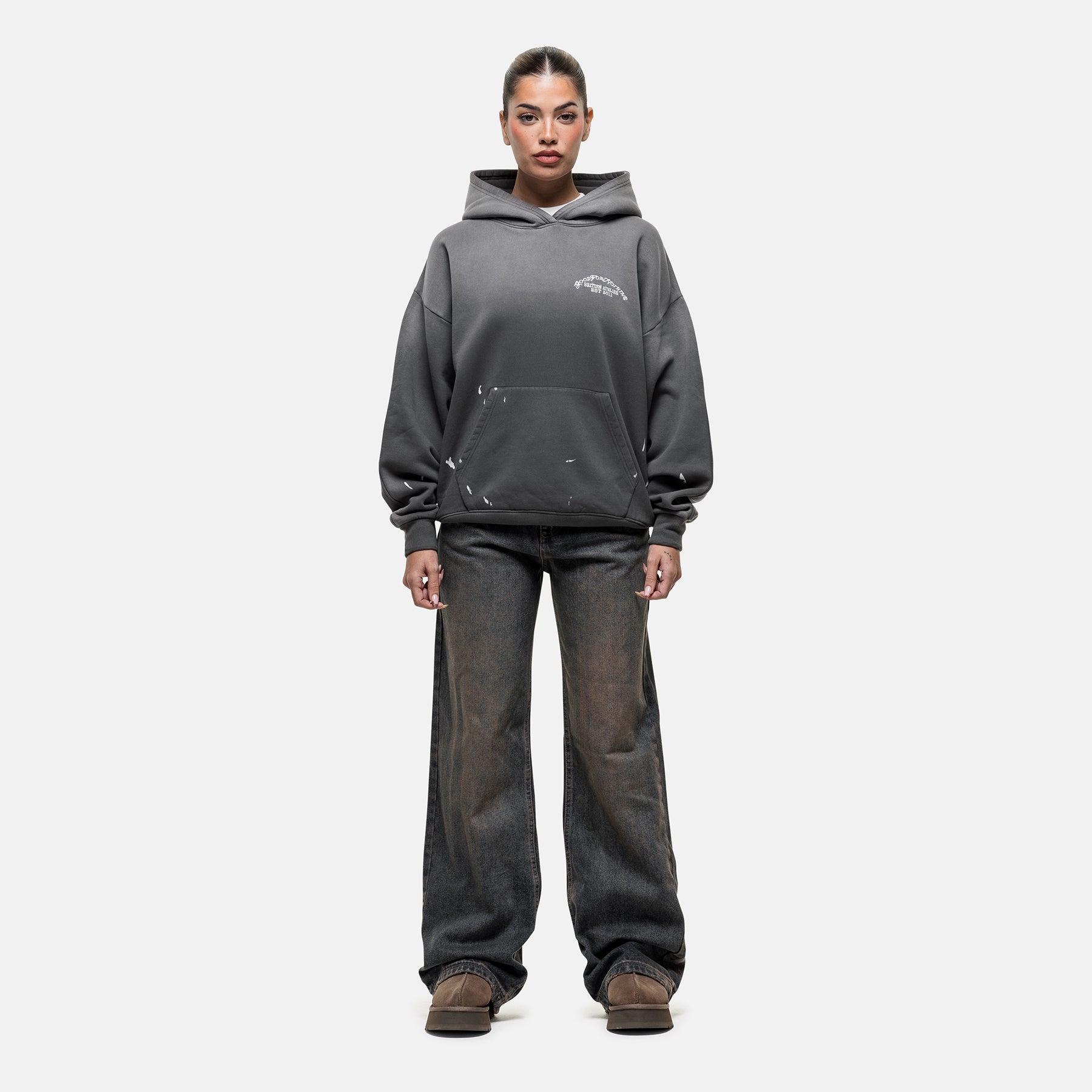 Abrade Grey Sprayed Hoodie
