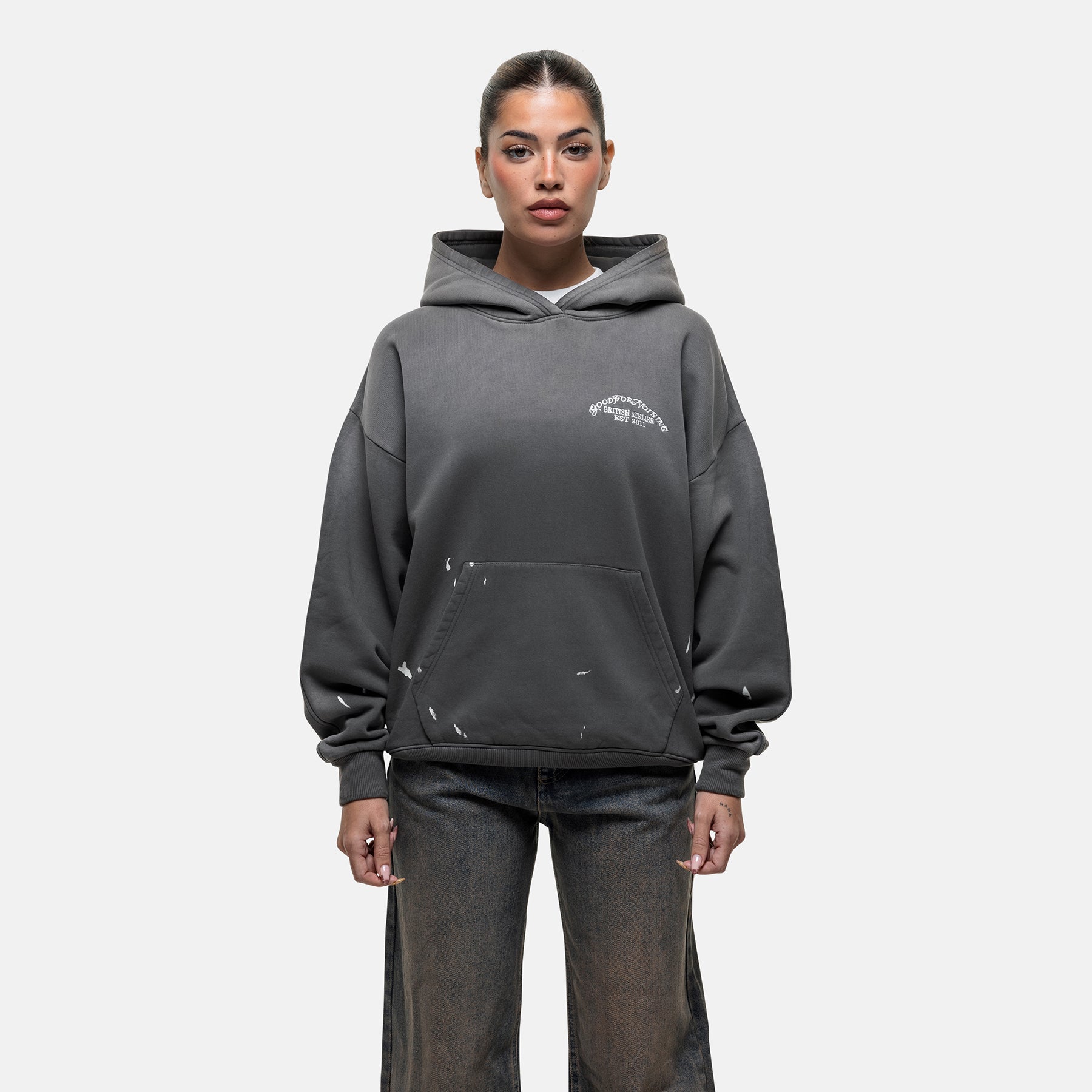 Abrade Grey Sprayed Hoodie