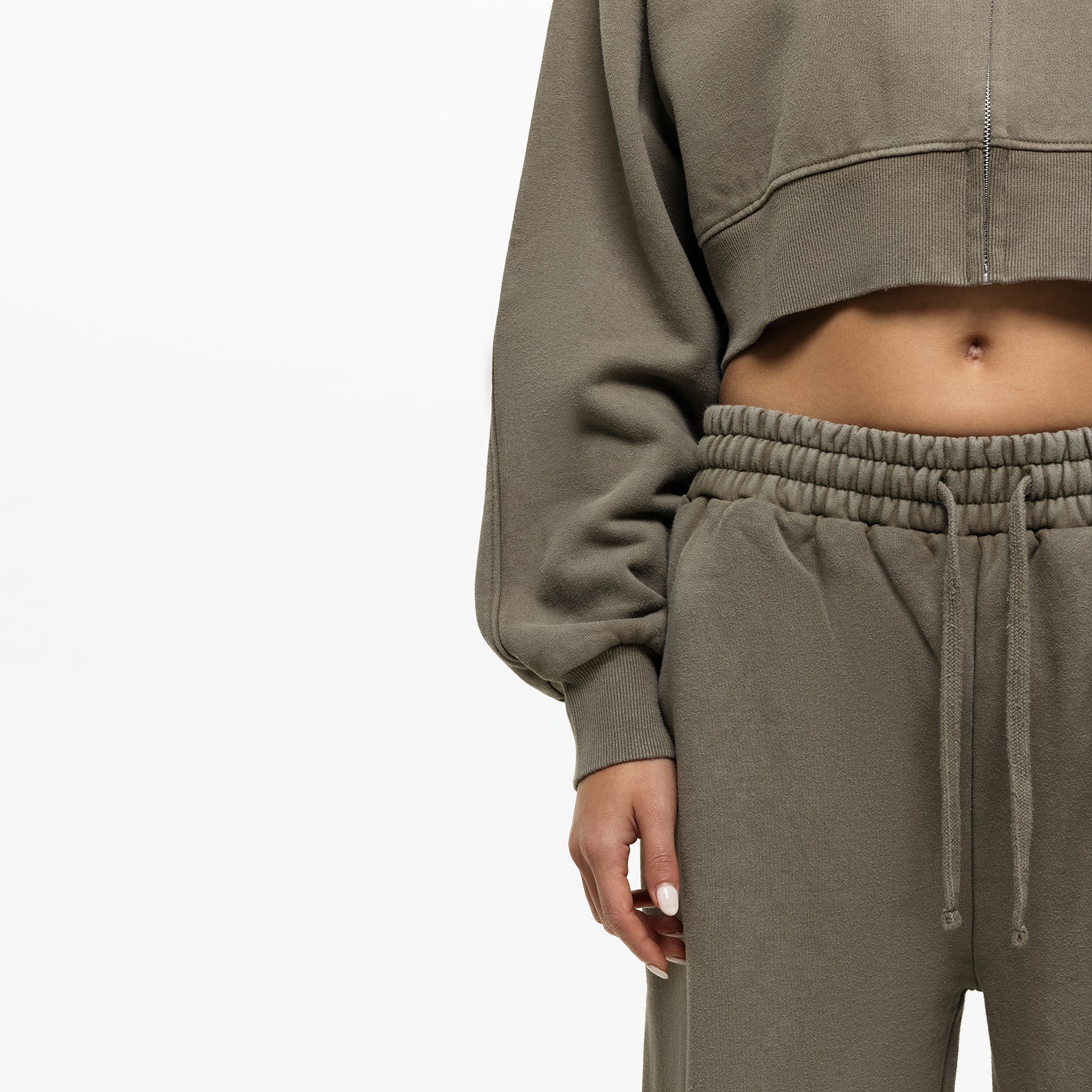 Vintage Washed Olive Zip Hoodie (Final Sale)