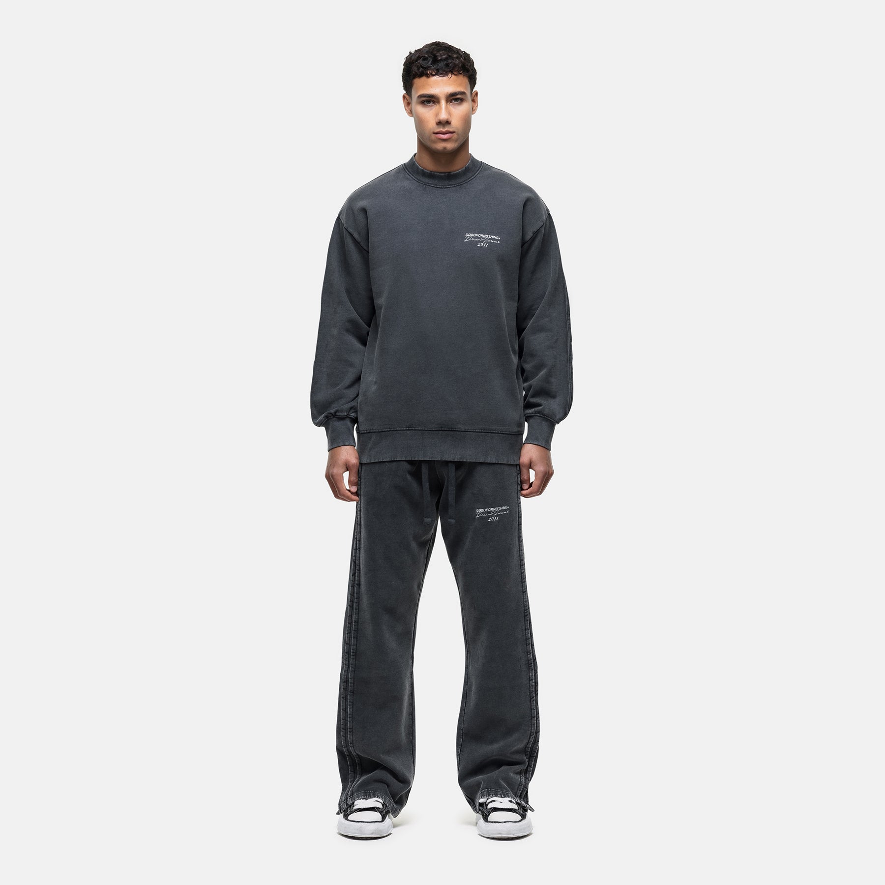 Partial Seam Washed Grey Sweatshirt