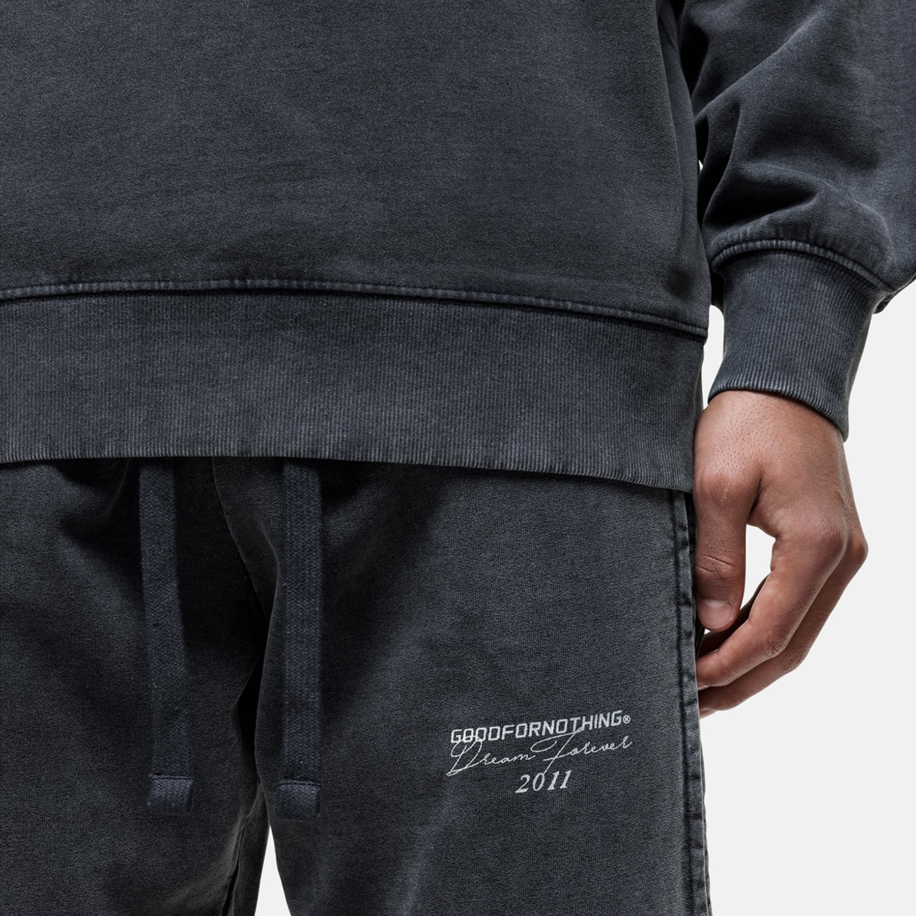 Partial Seam Washed Grey Sweatshirt
