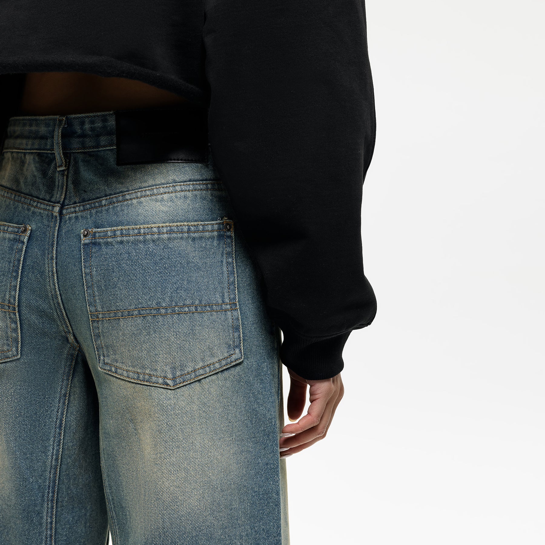 Heavy Washed Blue Baggy Denim Jeans