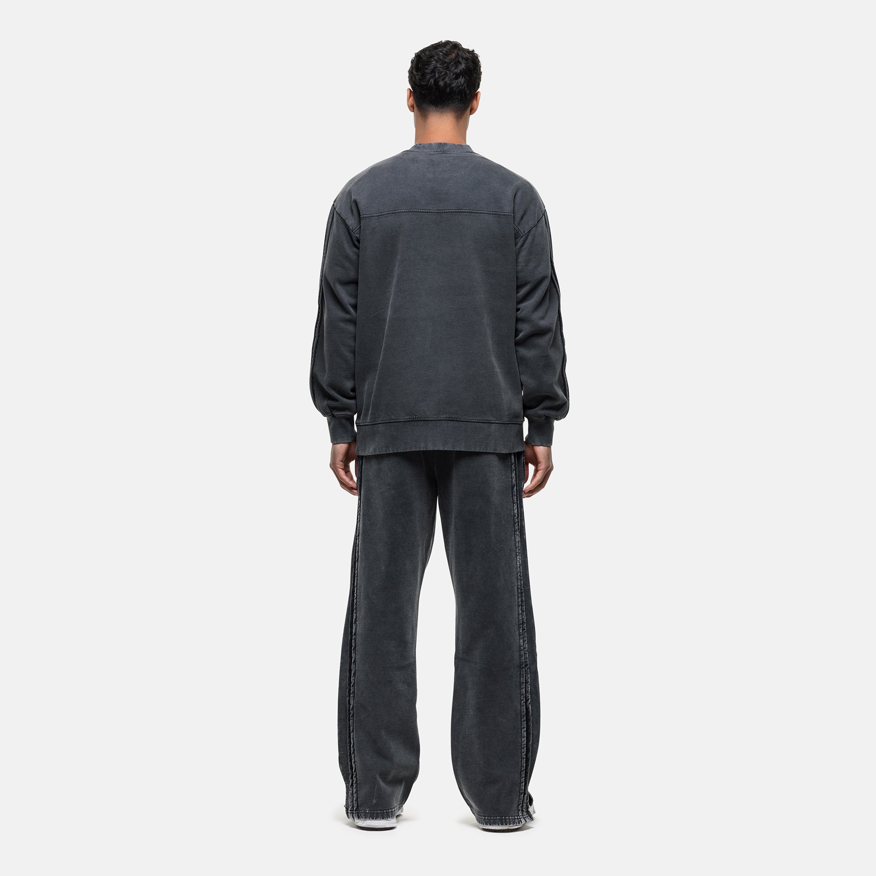 Partial Seam Washed Grey Sweatshirt