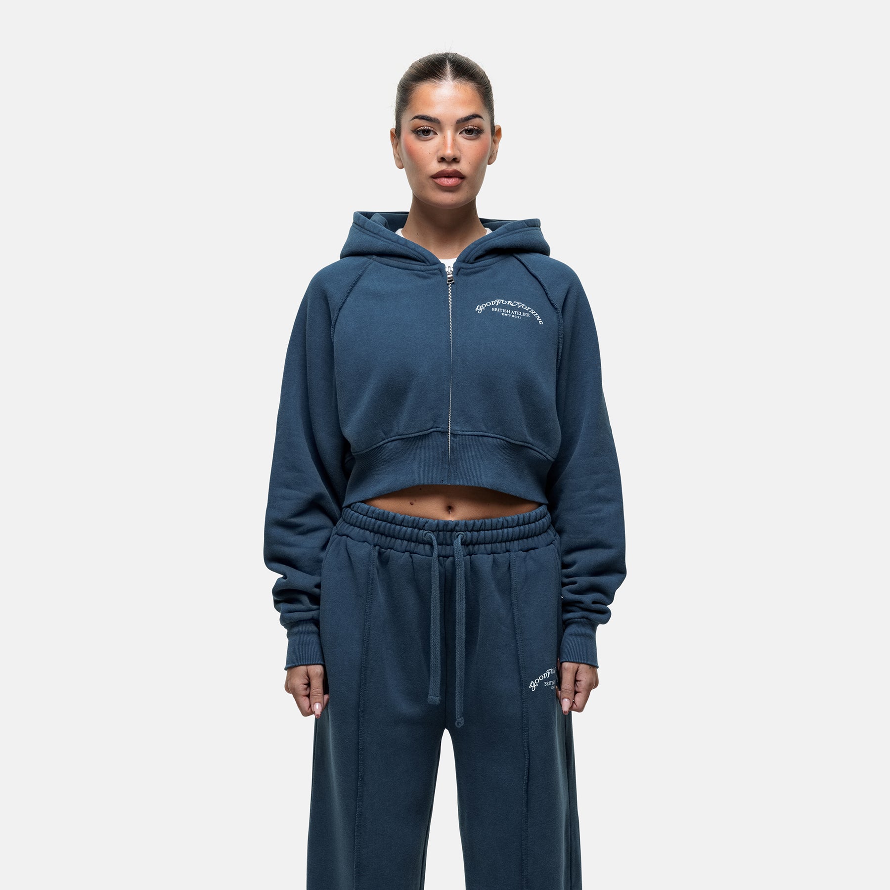 Raw Seam Washed Blue Zip Hoodie