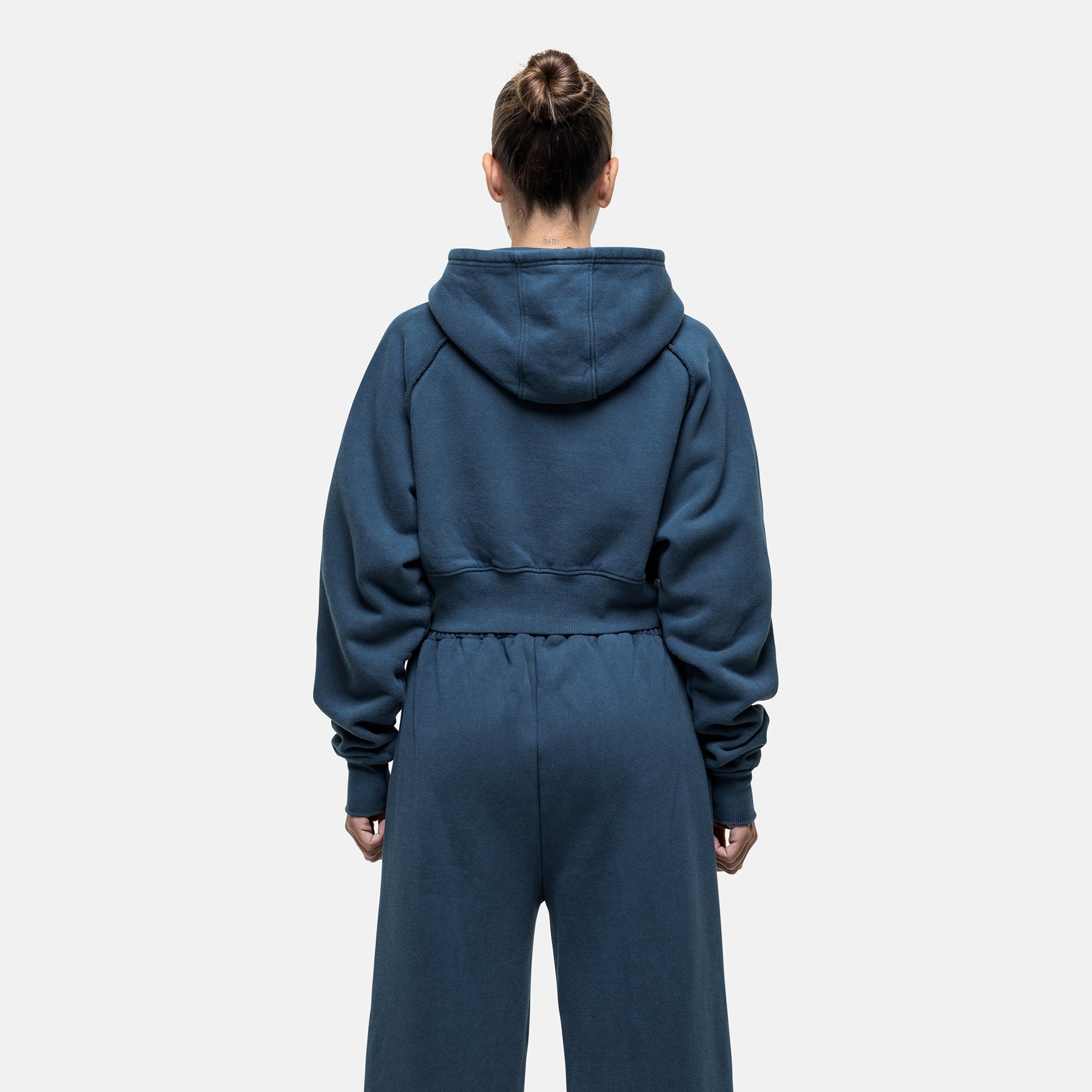 Raw Seam Washed Blue Zip Hoodie