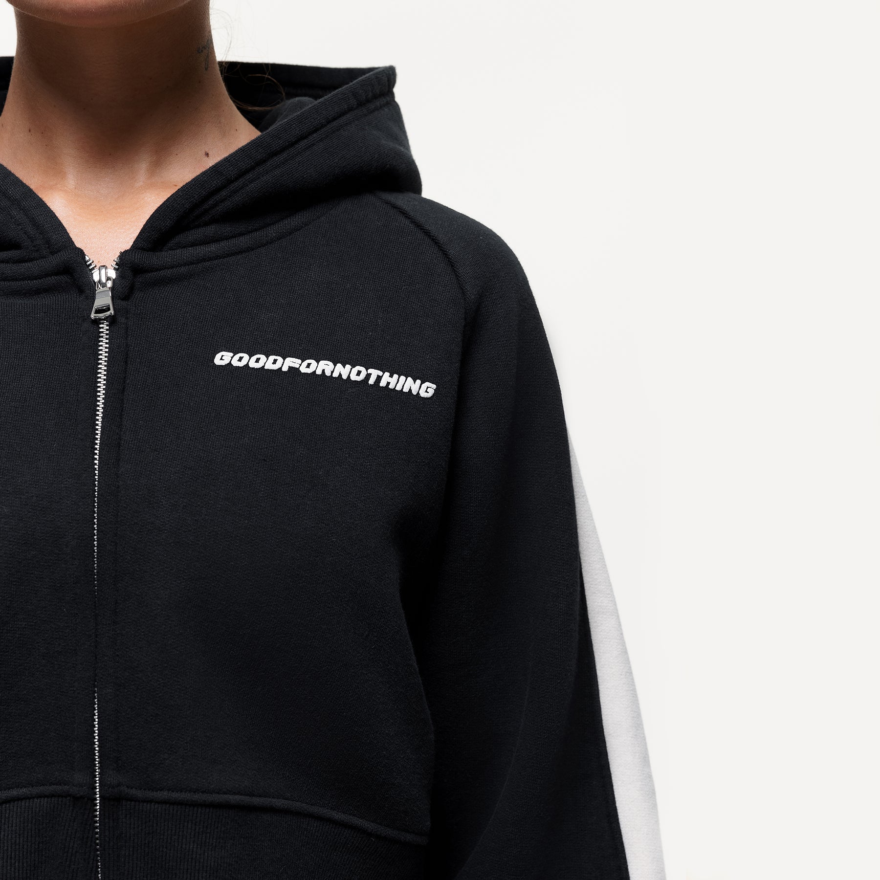 Vintage Track Black Zip Hoodie (Final Sale)