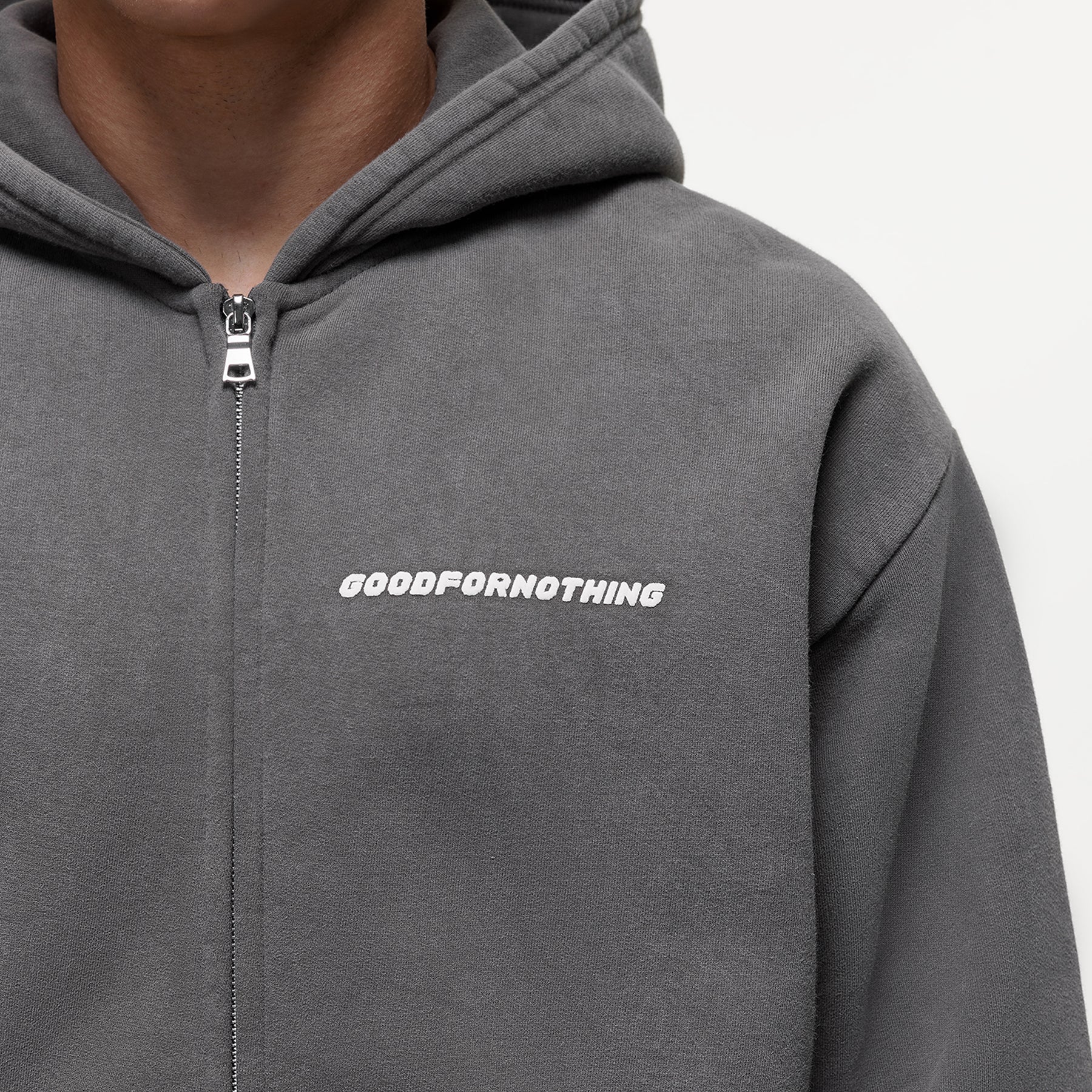 Vintage Washed Grey Zip Hoodie – GOODFORNOTHING®