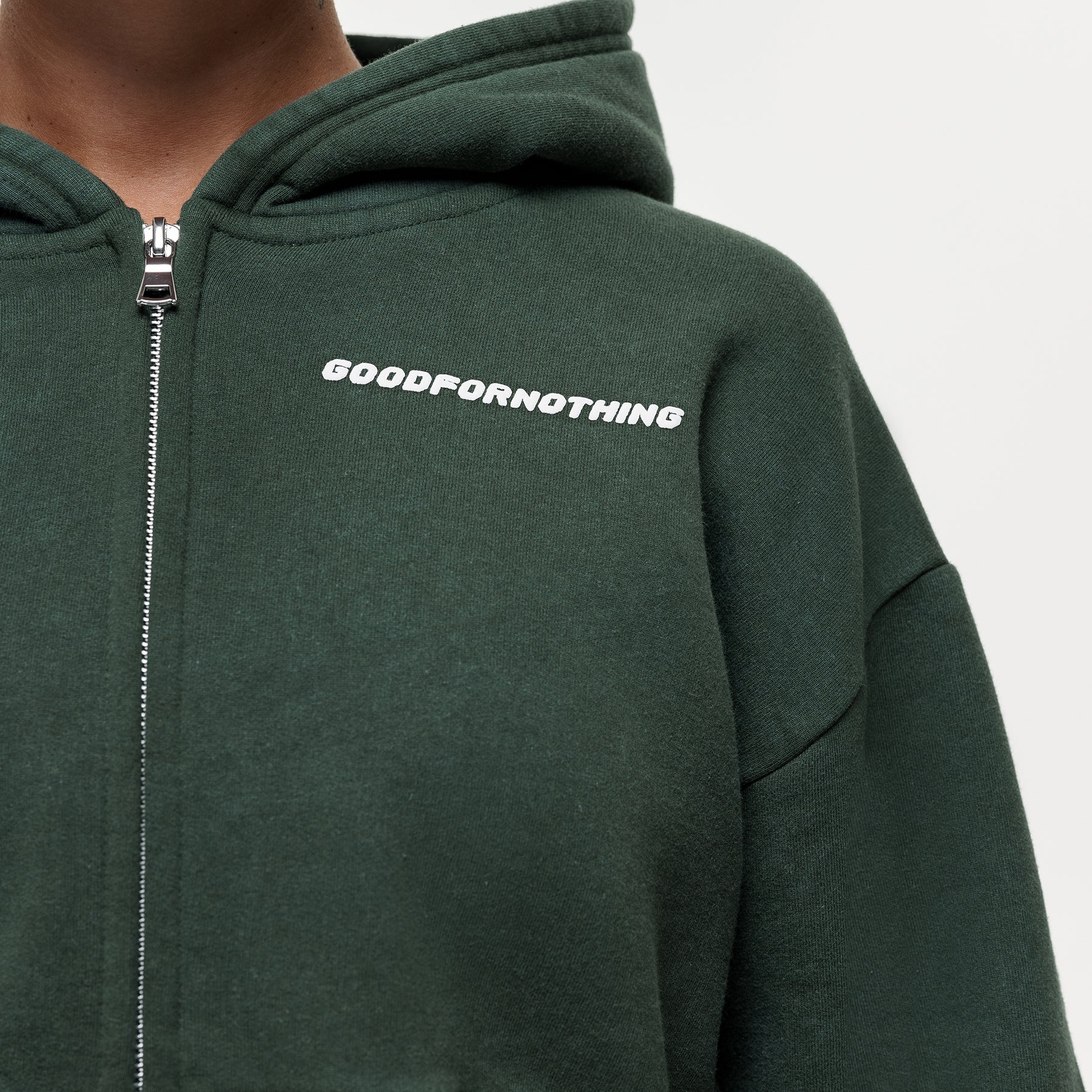 Vintage Washed Dark Green Zip Hoodie – GOODFORNOTHING®