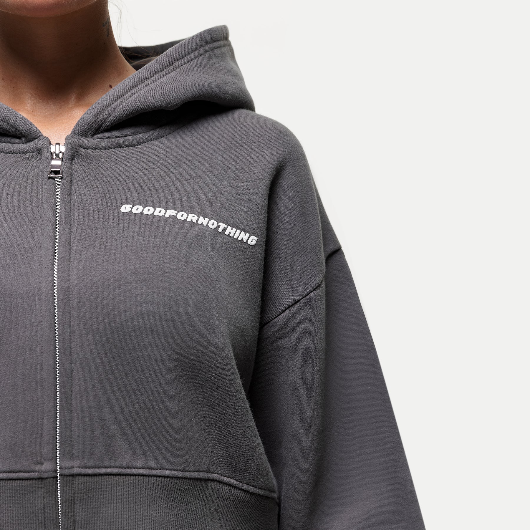Vintage Washed Grey Zip Hoodie