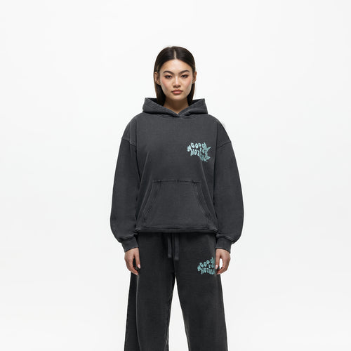 Stamp Washed Black Hoodie (Final Sale)