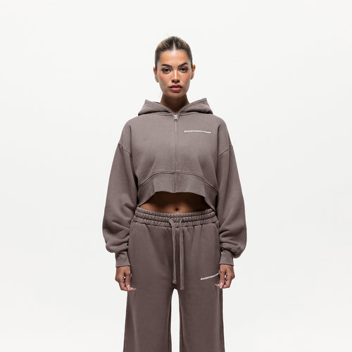 Vintage Washed Taupe Zip Hoodie
