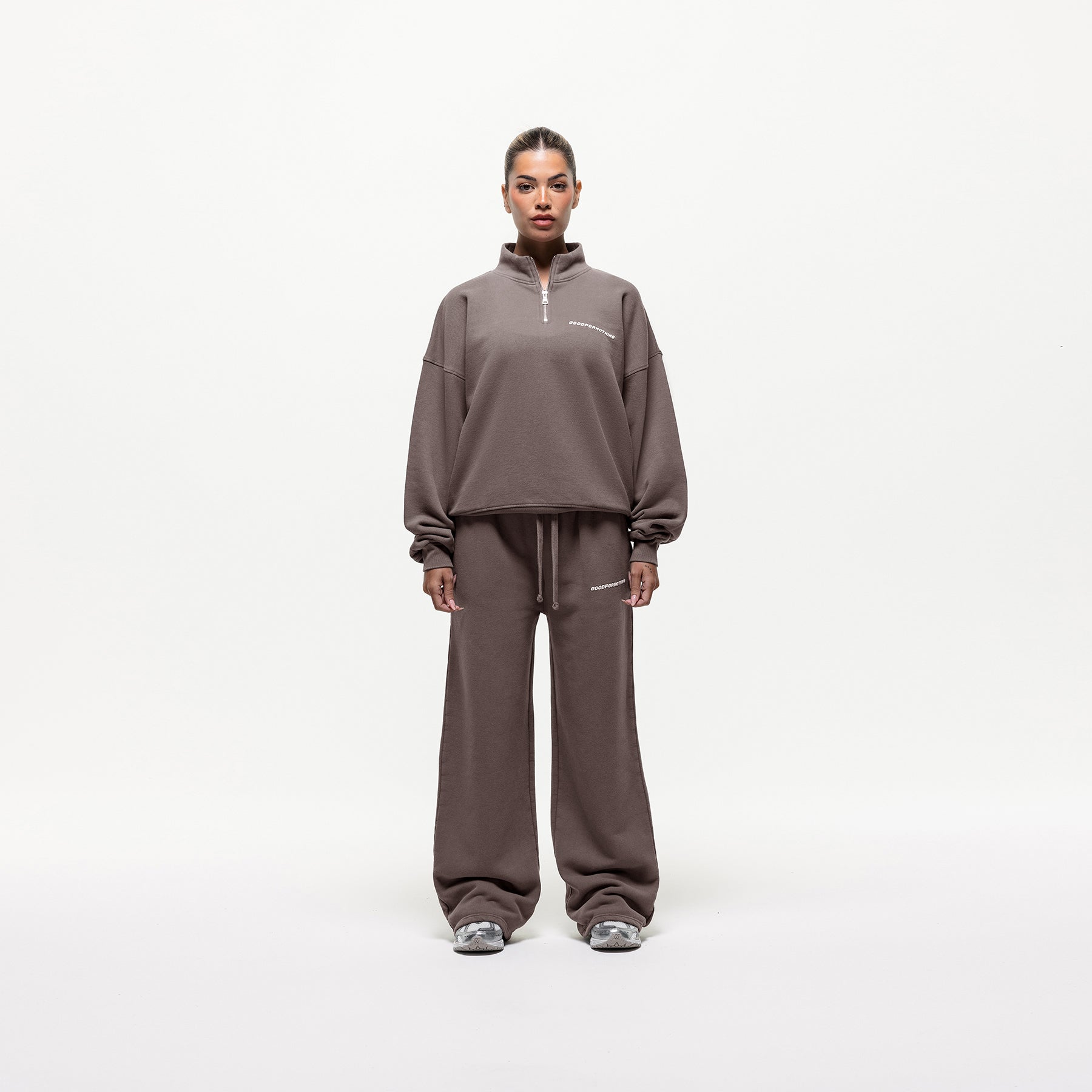 Vintage Washed Taupe Funnel Zip Sweat