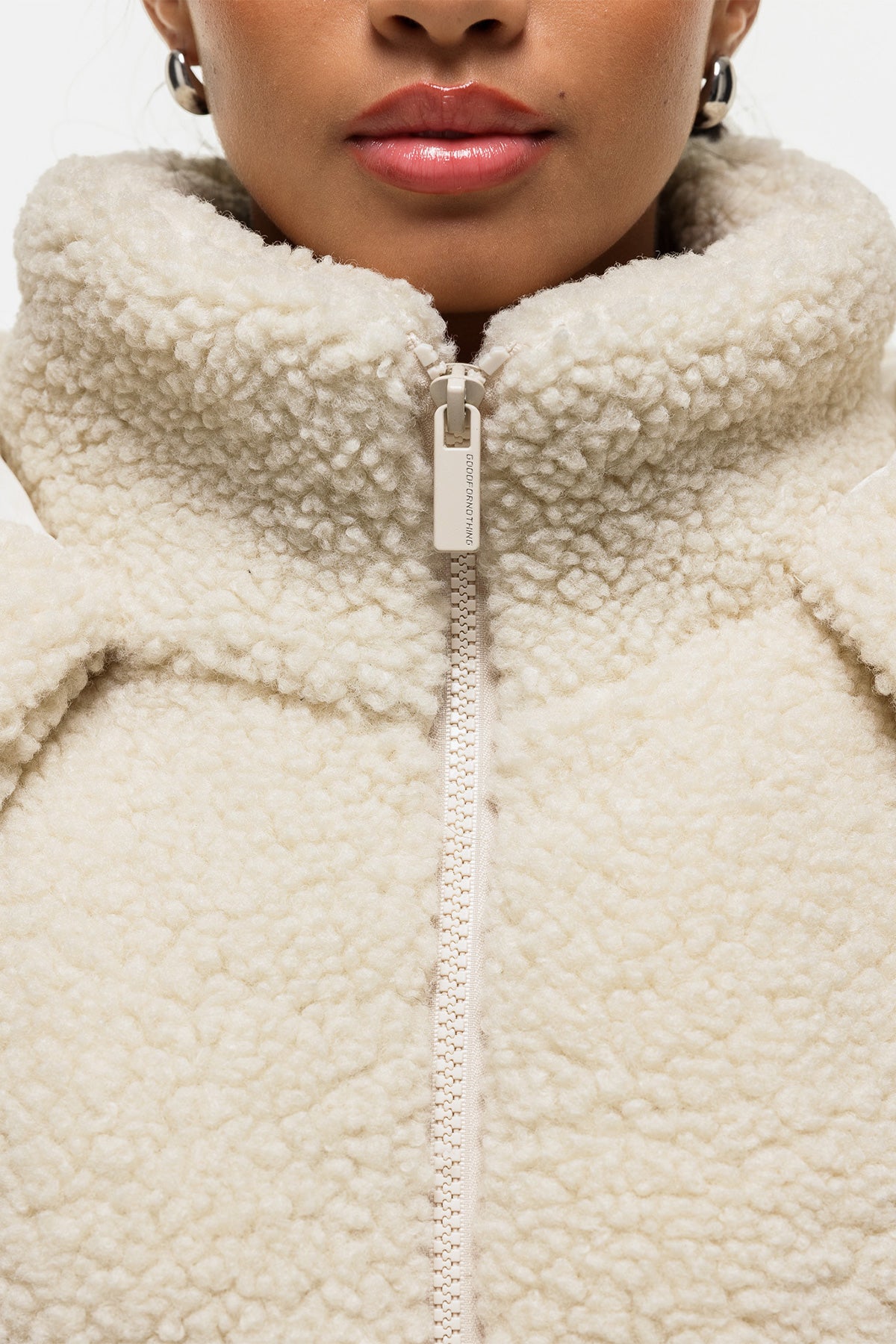 Luxe Teddy Cream Cropped Puffer Jacket