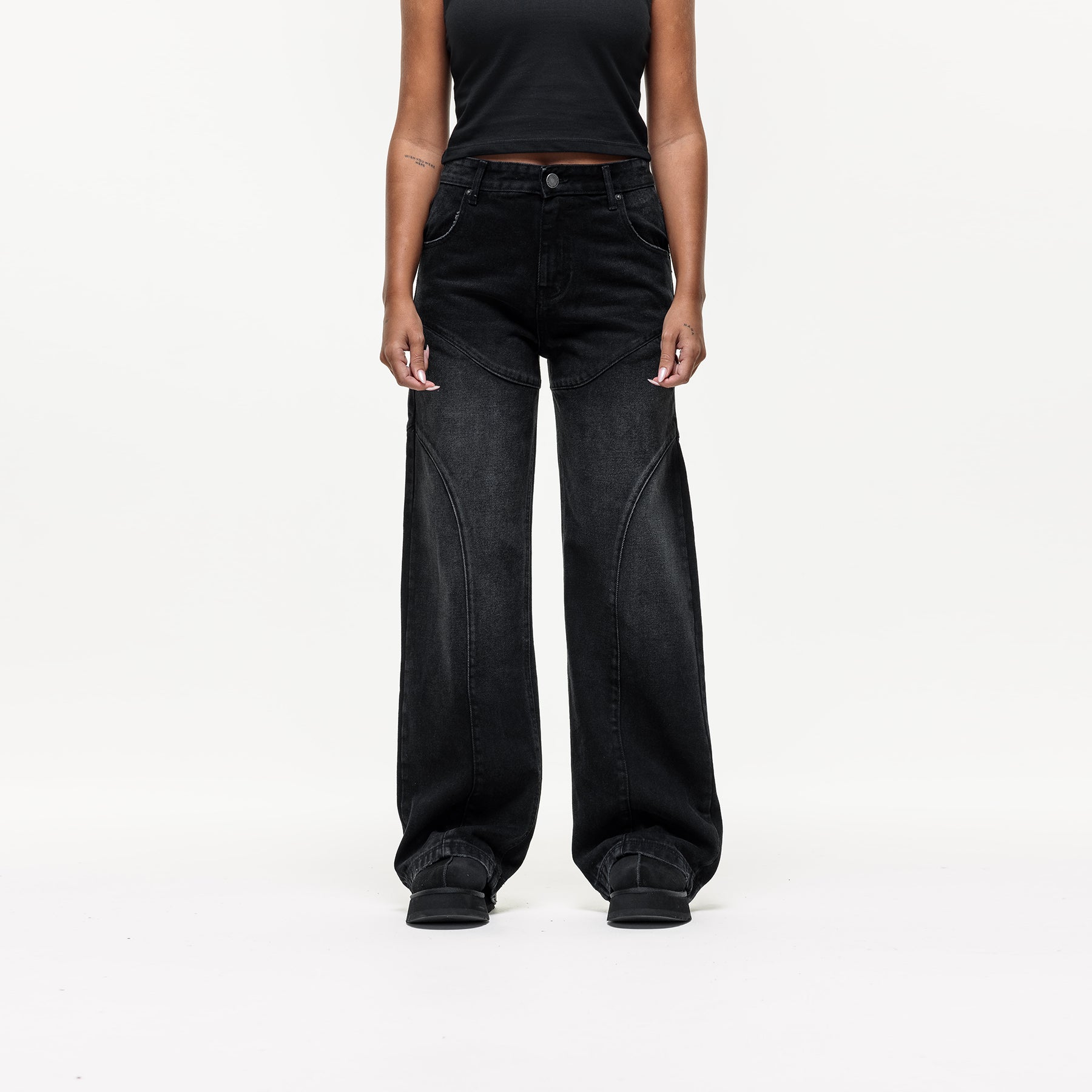 Wave Washed Black Denim Jeans