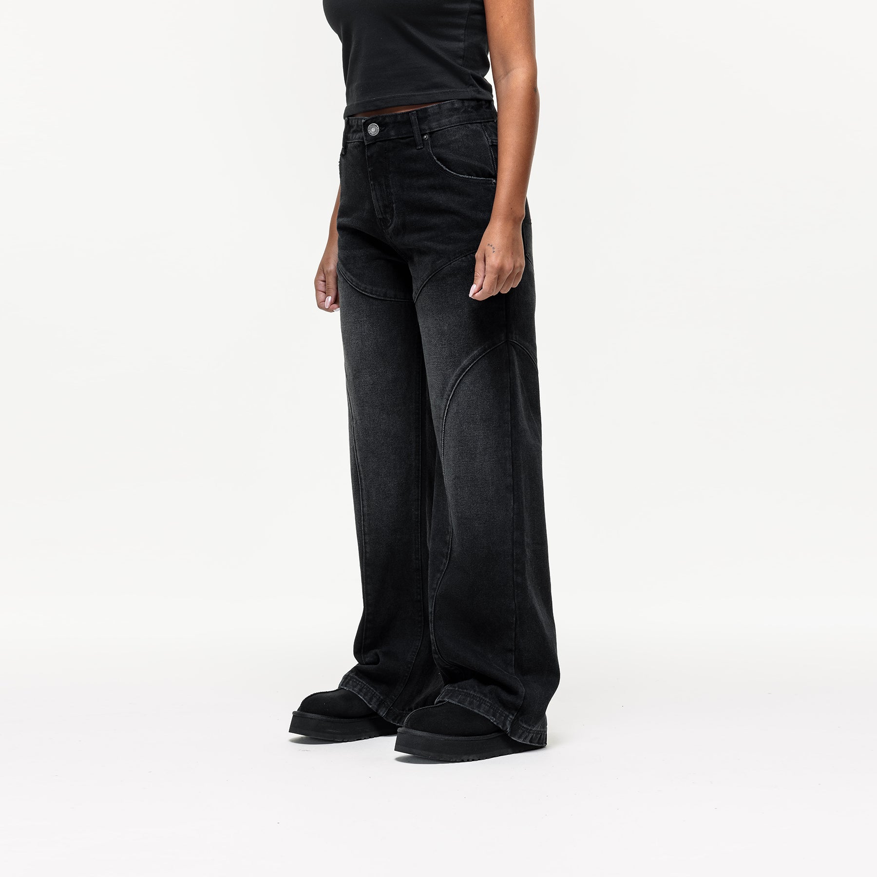 Wave Washed Black Denim Jeans