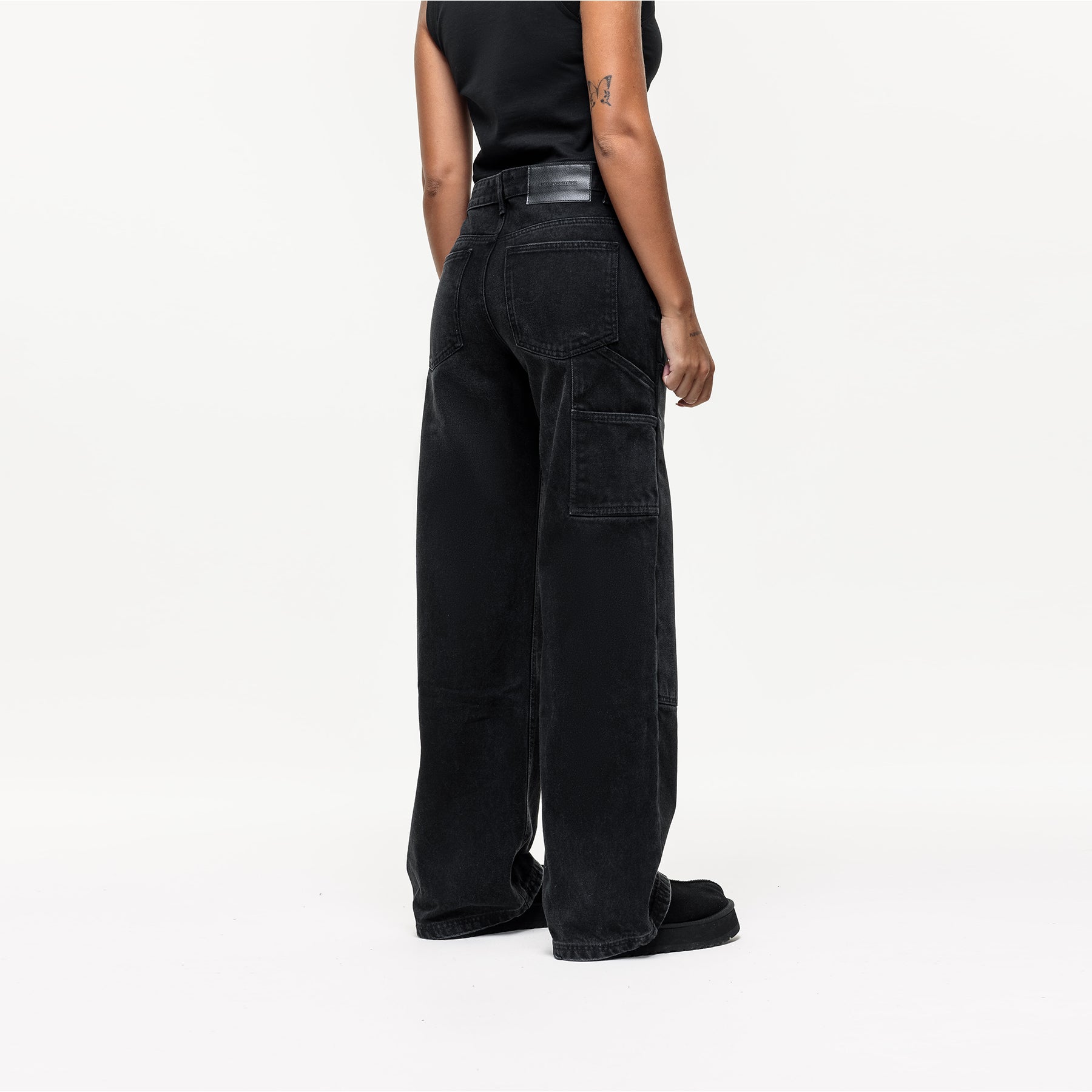 Washed Carpenter Black Baggy Denim Jean