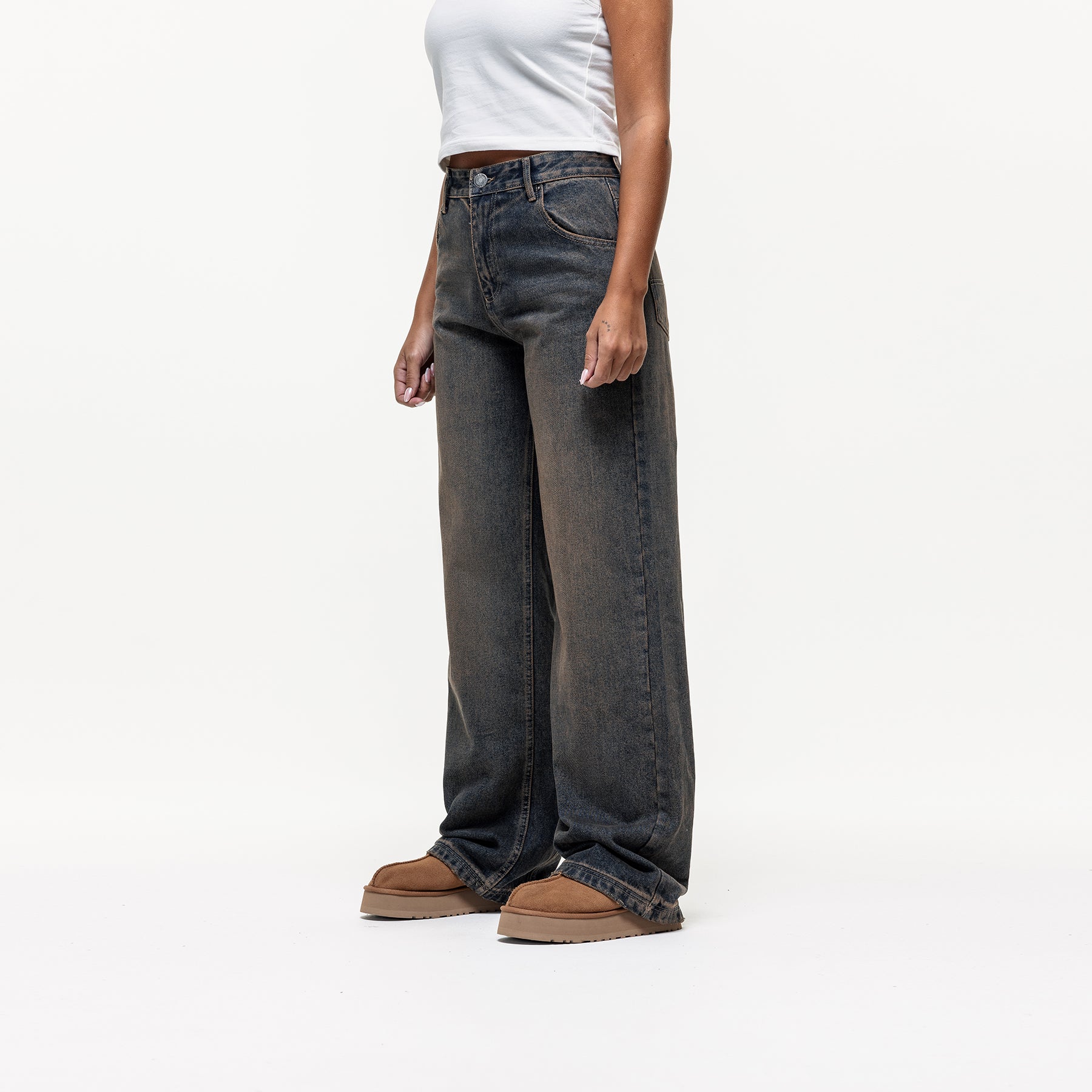 Washed Rust Blue Baggy Denim Jean