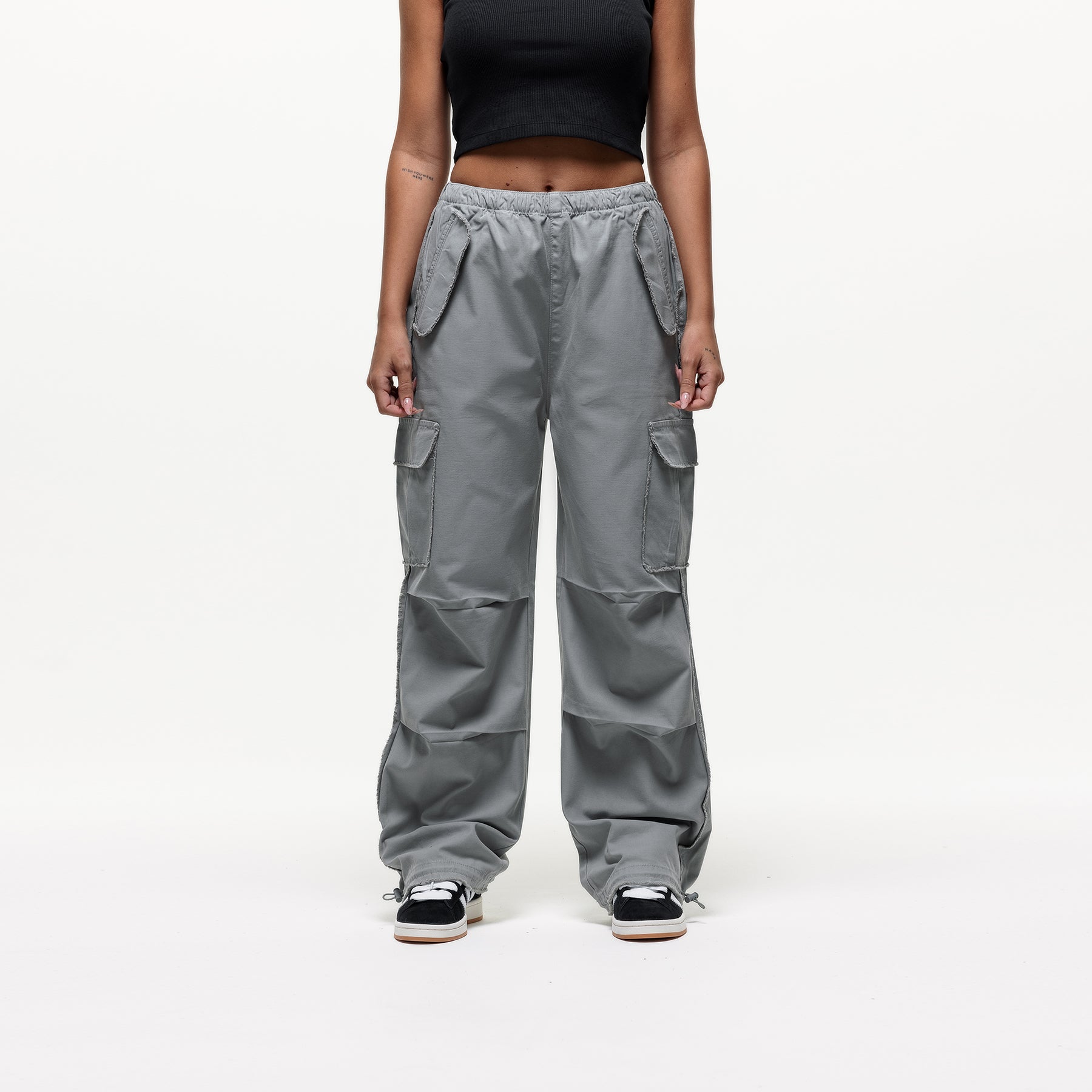 Distressed Sage Cargo Pants