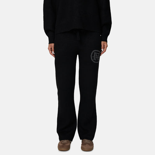 Monogram Fluffy Knit Black Pants