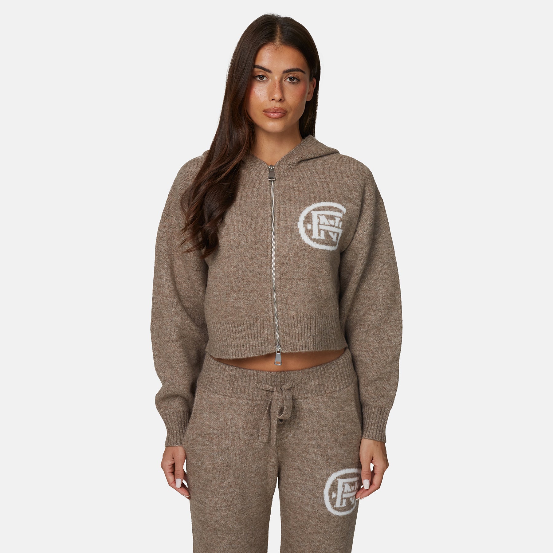 Monogram Fluffy Knit Zip Hoodie