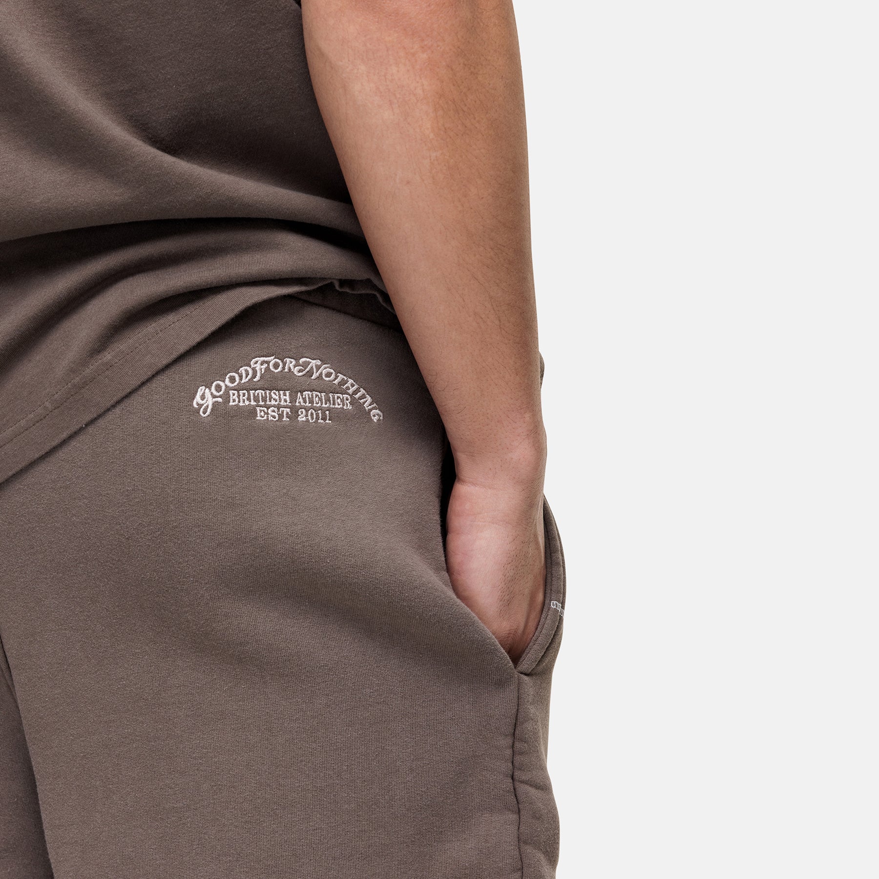 Overlock Washed Taupe Shorts