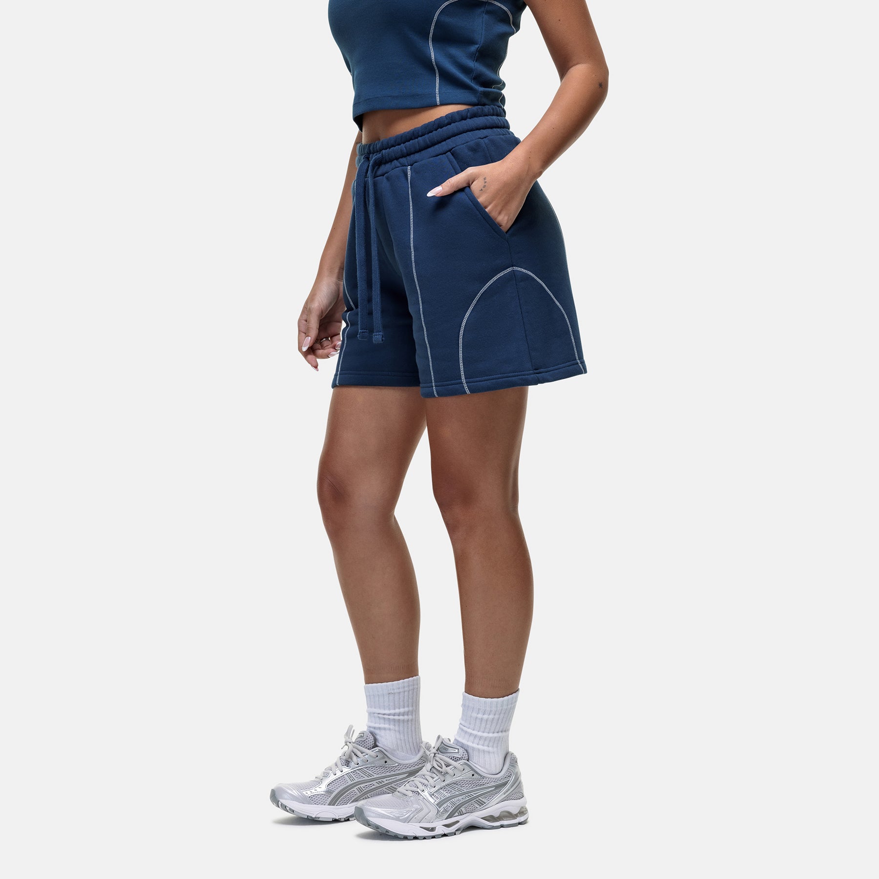 Overlock Washed Blue Shorts