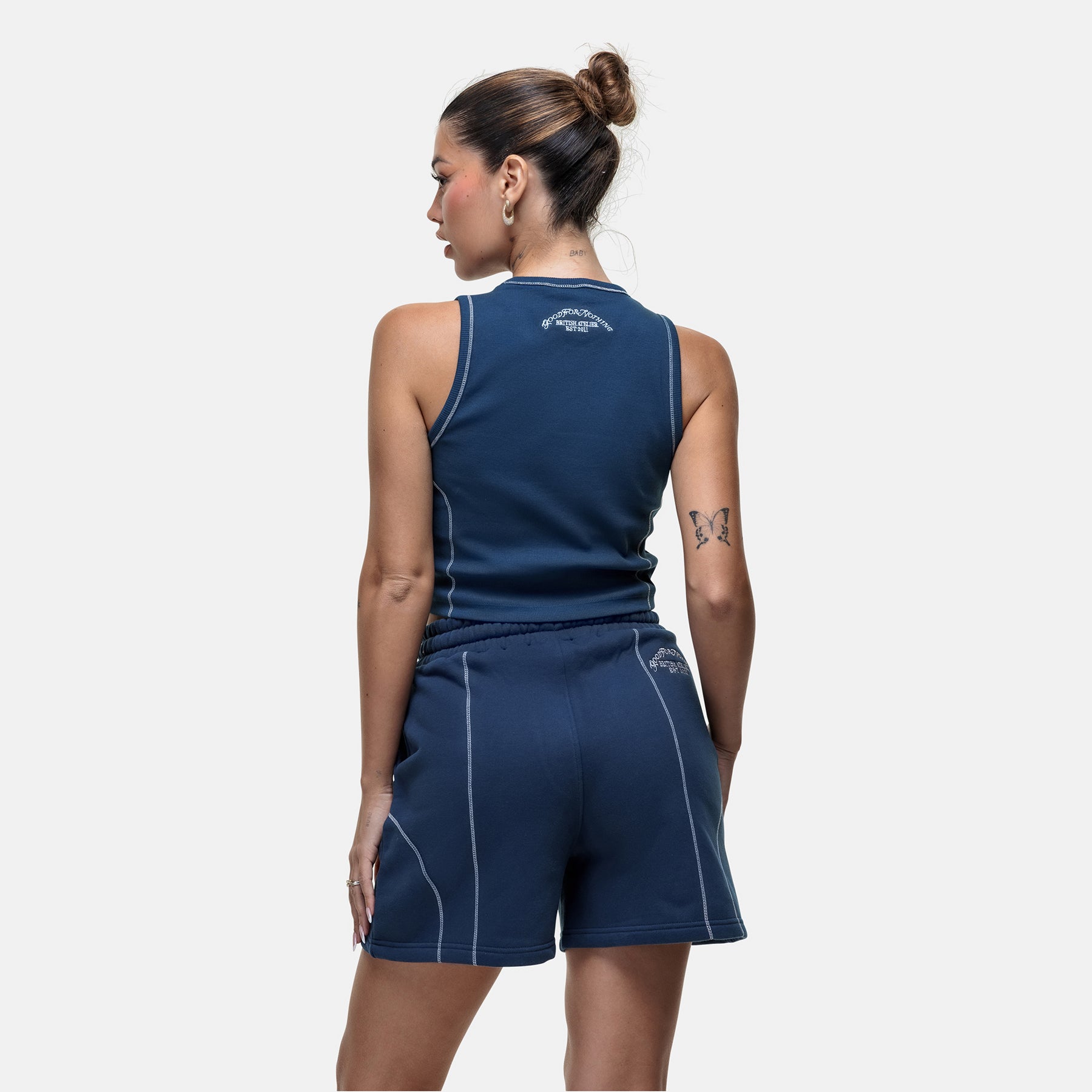 Overlock Washed Blue Shorts