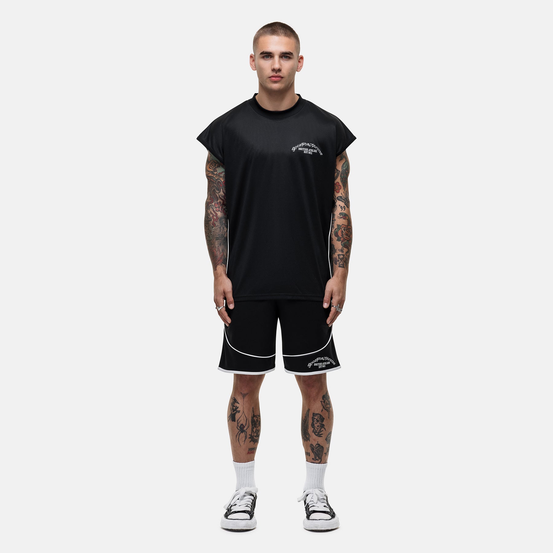 Atelier Mesh Black Sleevless T-shirt