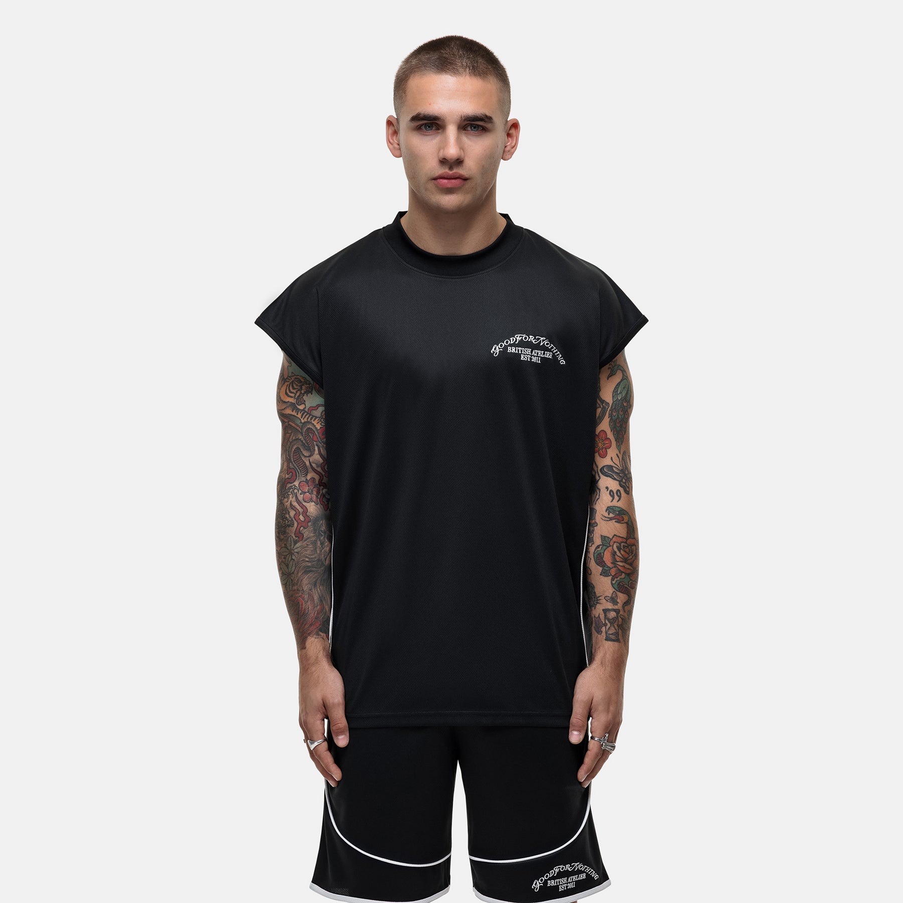 Atelier Mesh Black Sleevless T-shirt