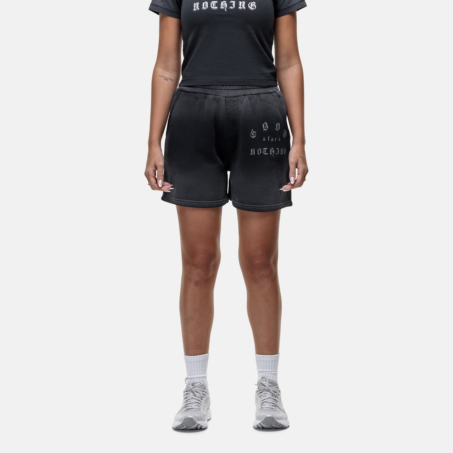 Sprayed Cali Black Shorts