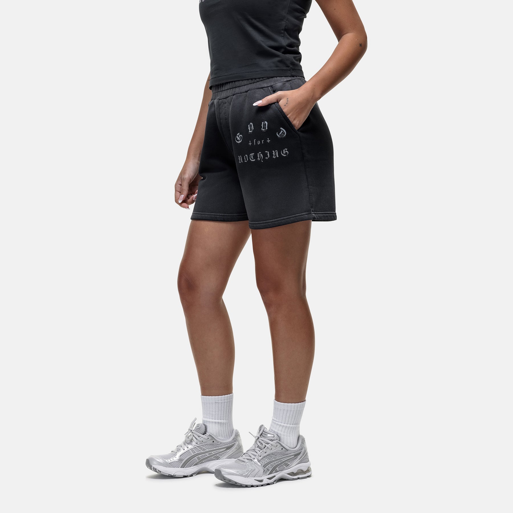 Sprayed Cali Black Shorts